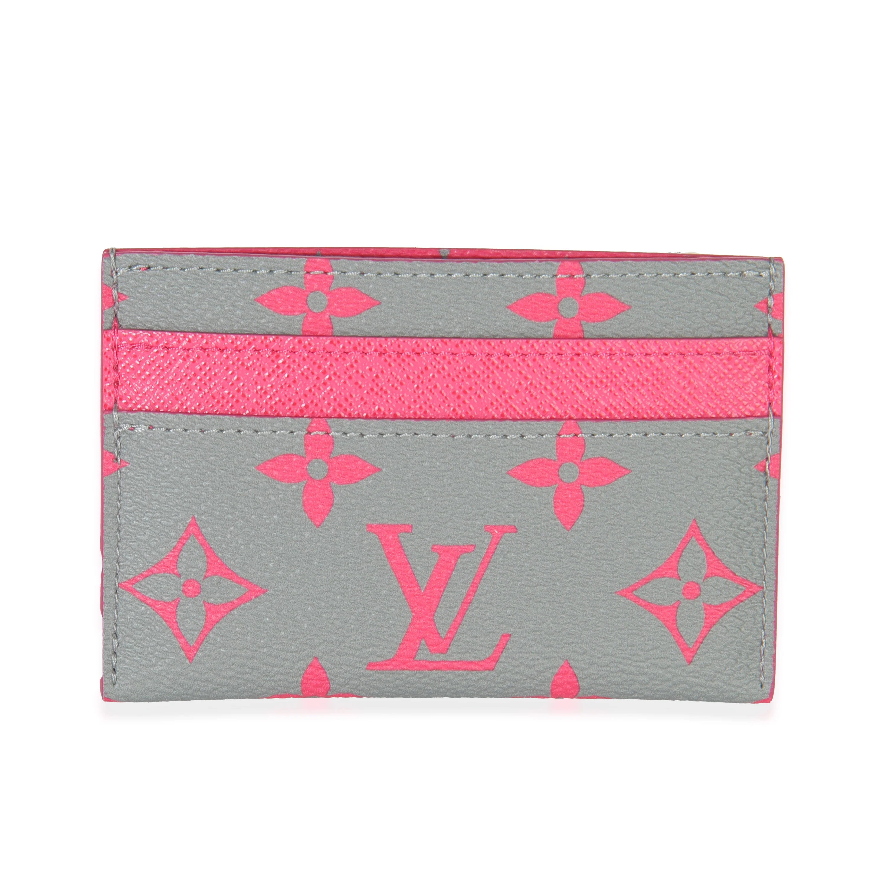 Grey Heritage Monogram Glow Canvas Double Card Holder