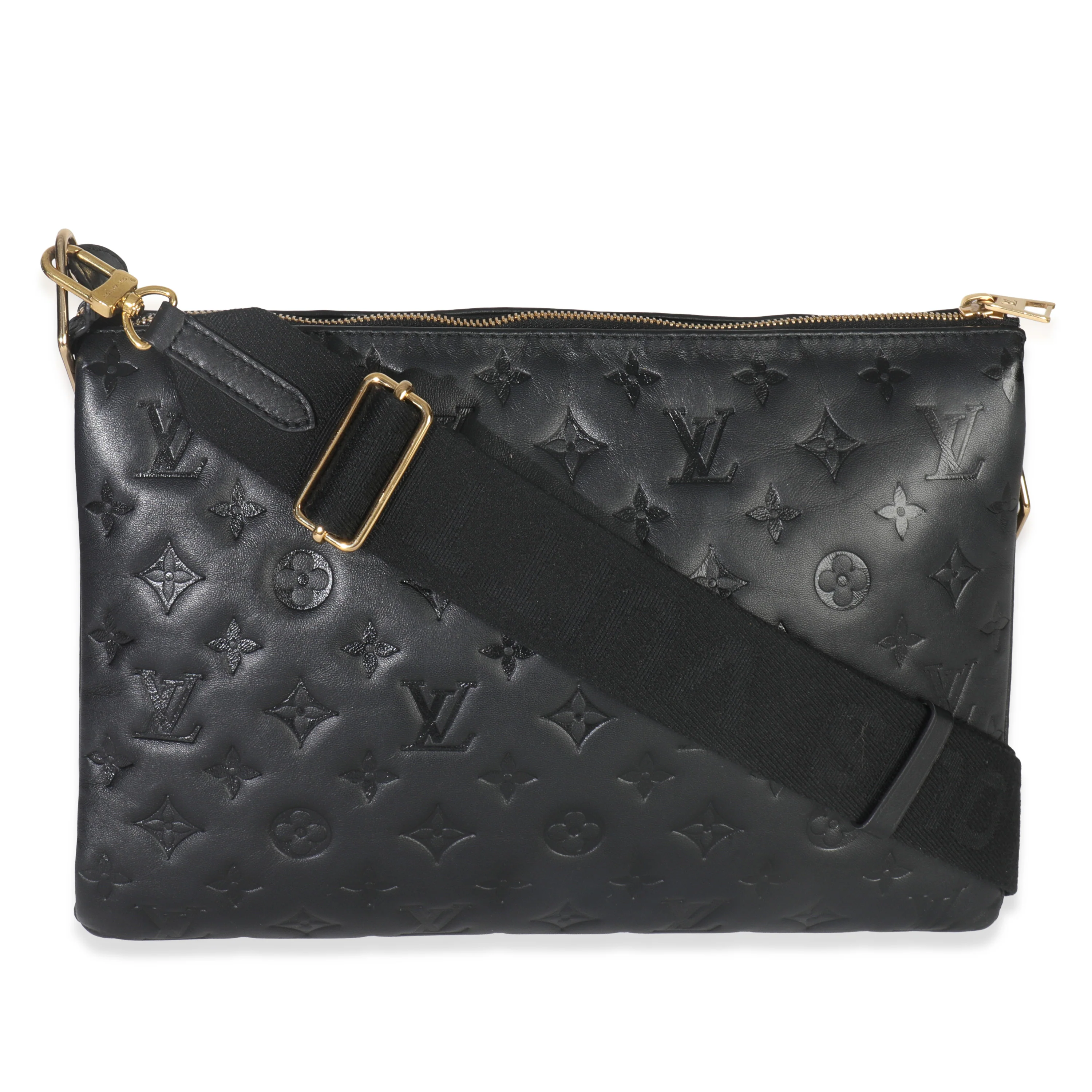 Black Monogram Embossed Lambskin Coussin MM