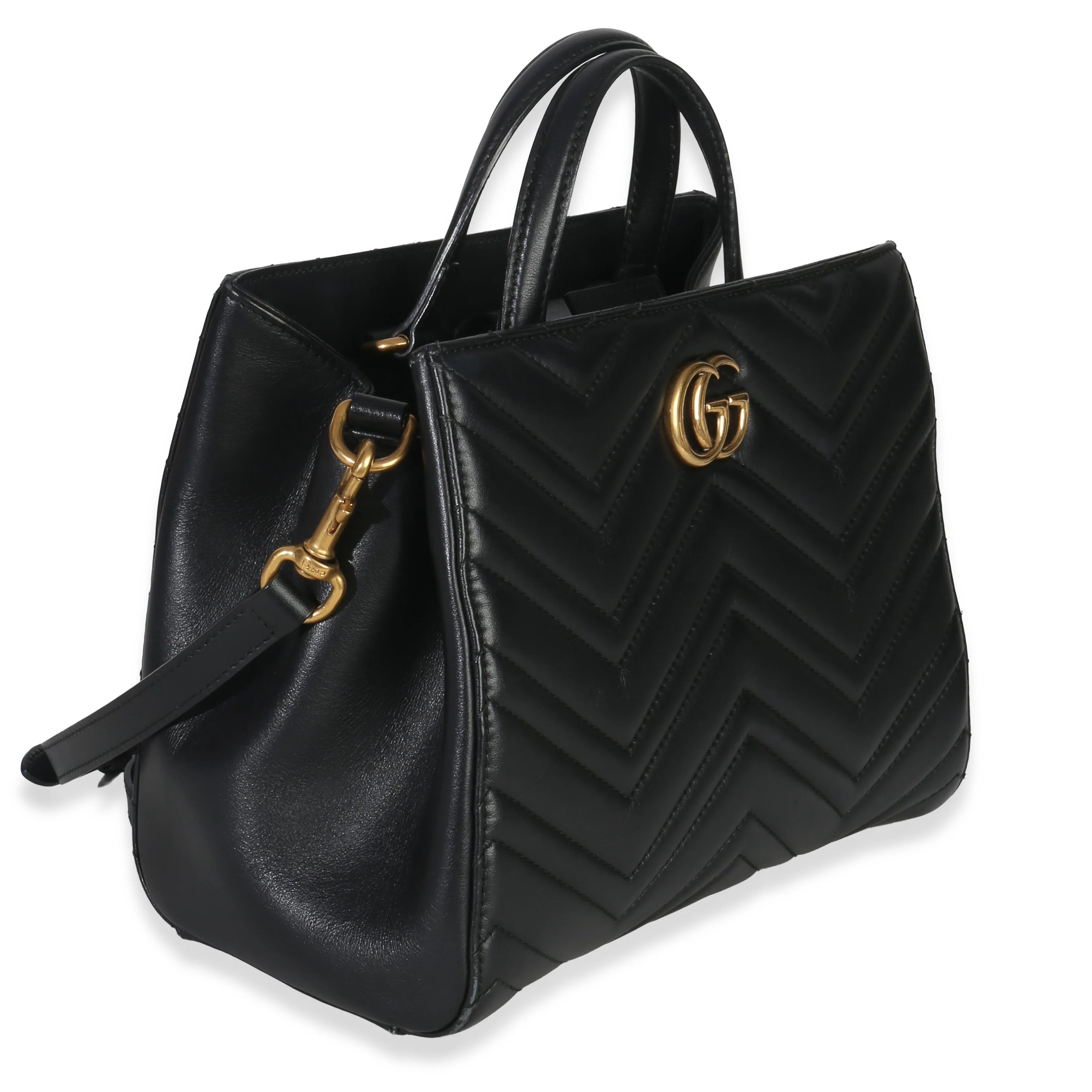 Black Matelasse Calfskin Small Marmont Top Handle Tote - Image 3