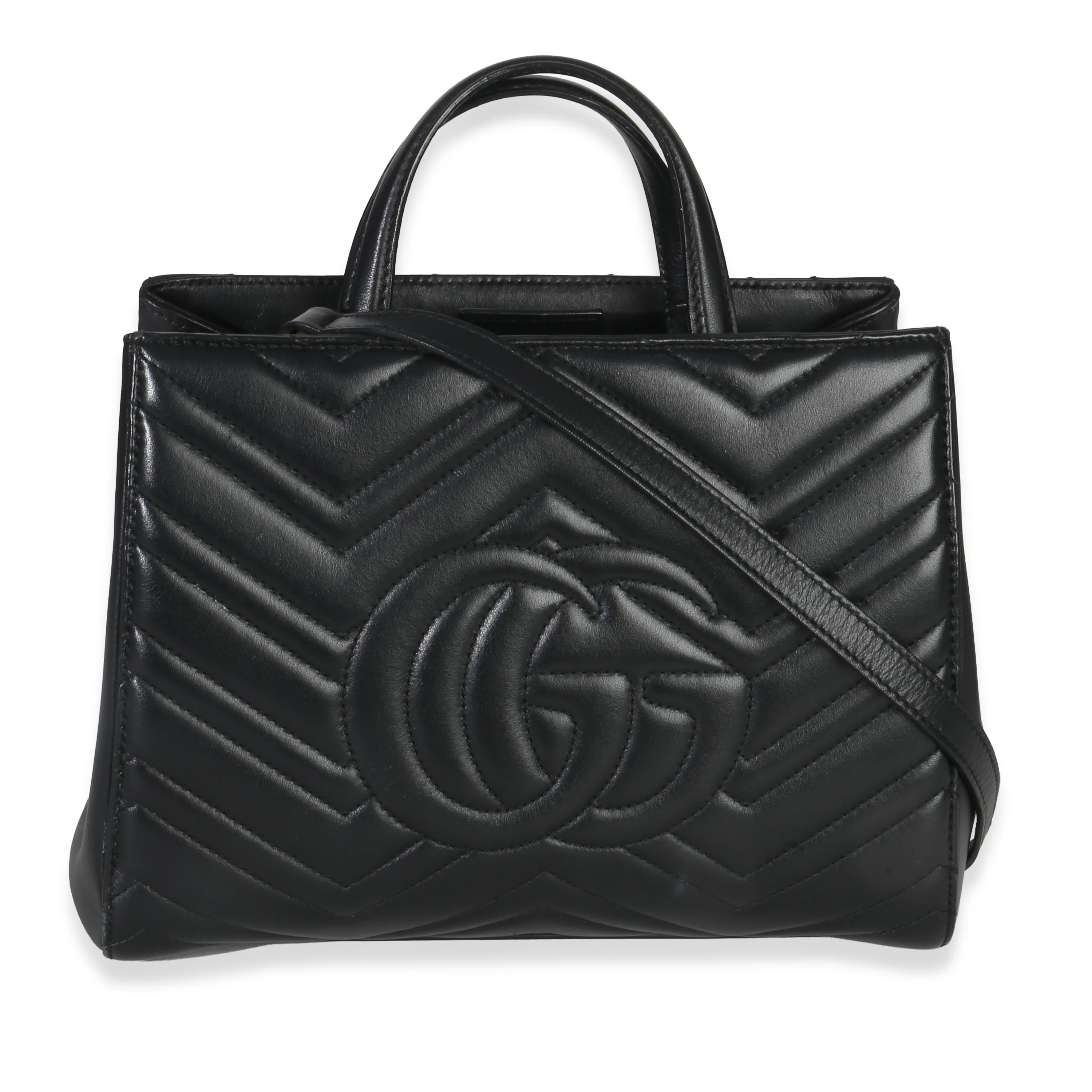 Black Matelasse Calfskin Small Marmont Top Handle Tote - Image 4