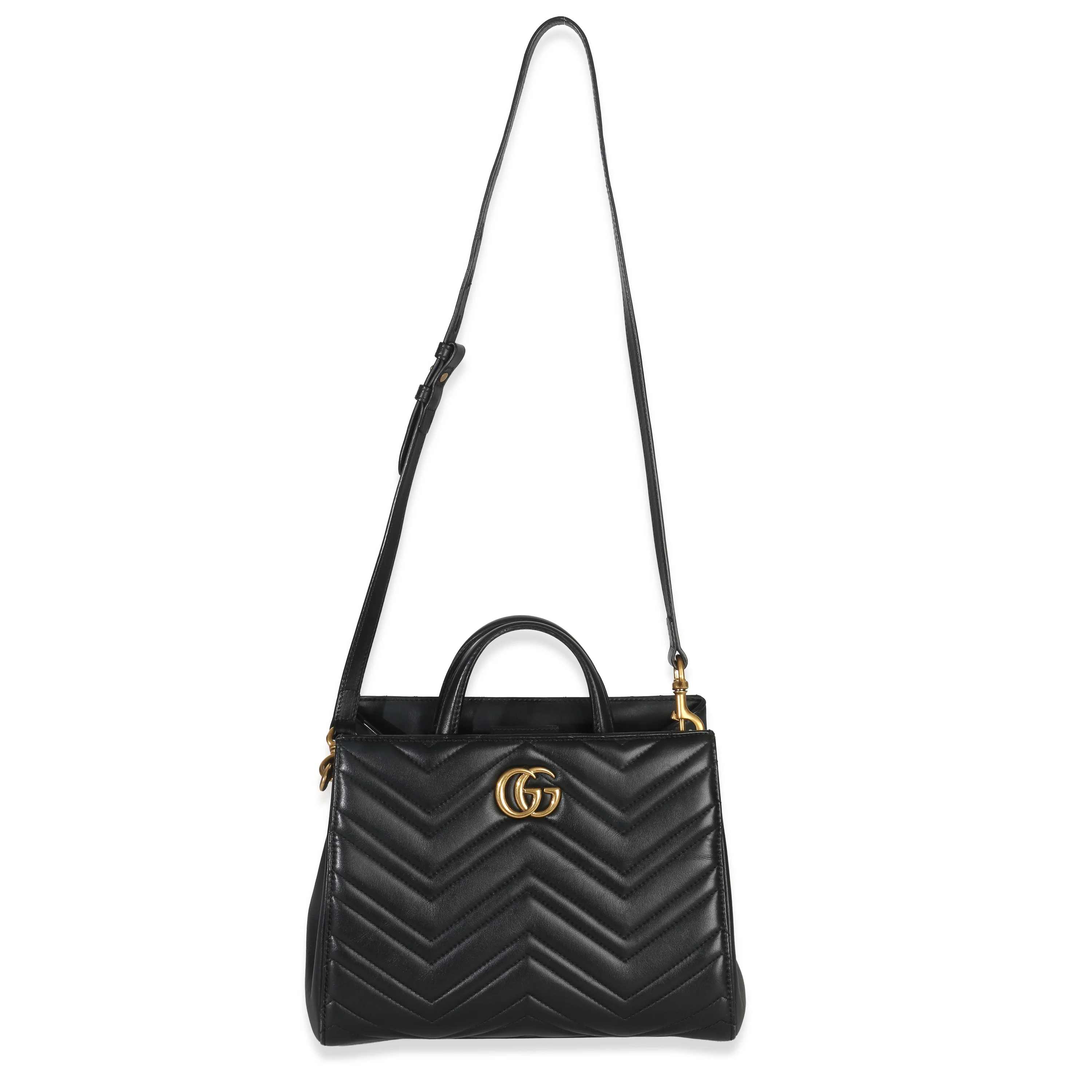 Black Matelasse Calfskin Small Marmont Top Handle Tote - Image 8