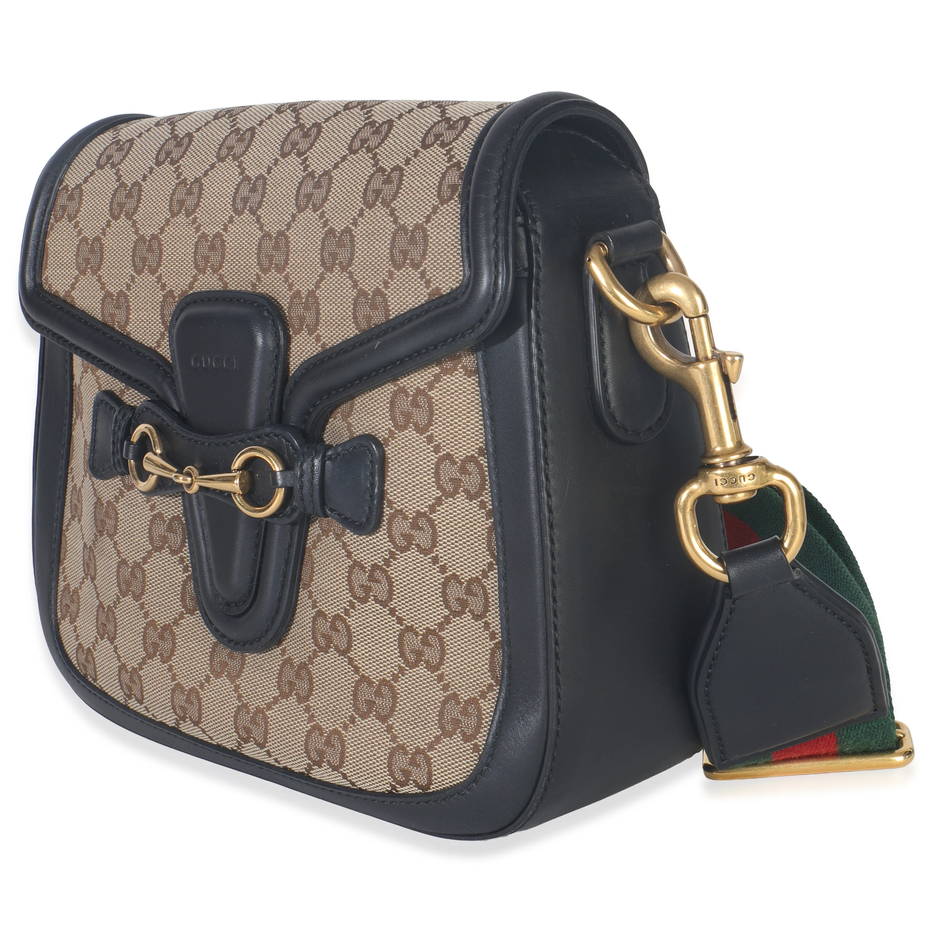 Black Beige GG Canvas Medium Lady Web Shoulder Bag - Image 2