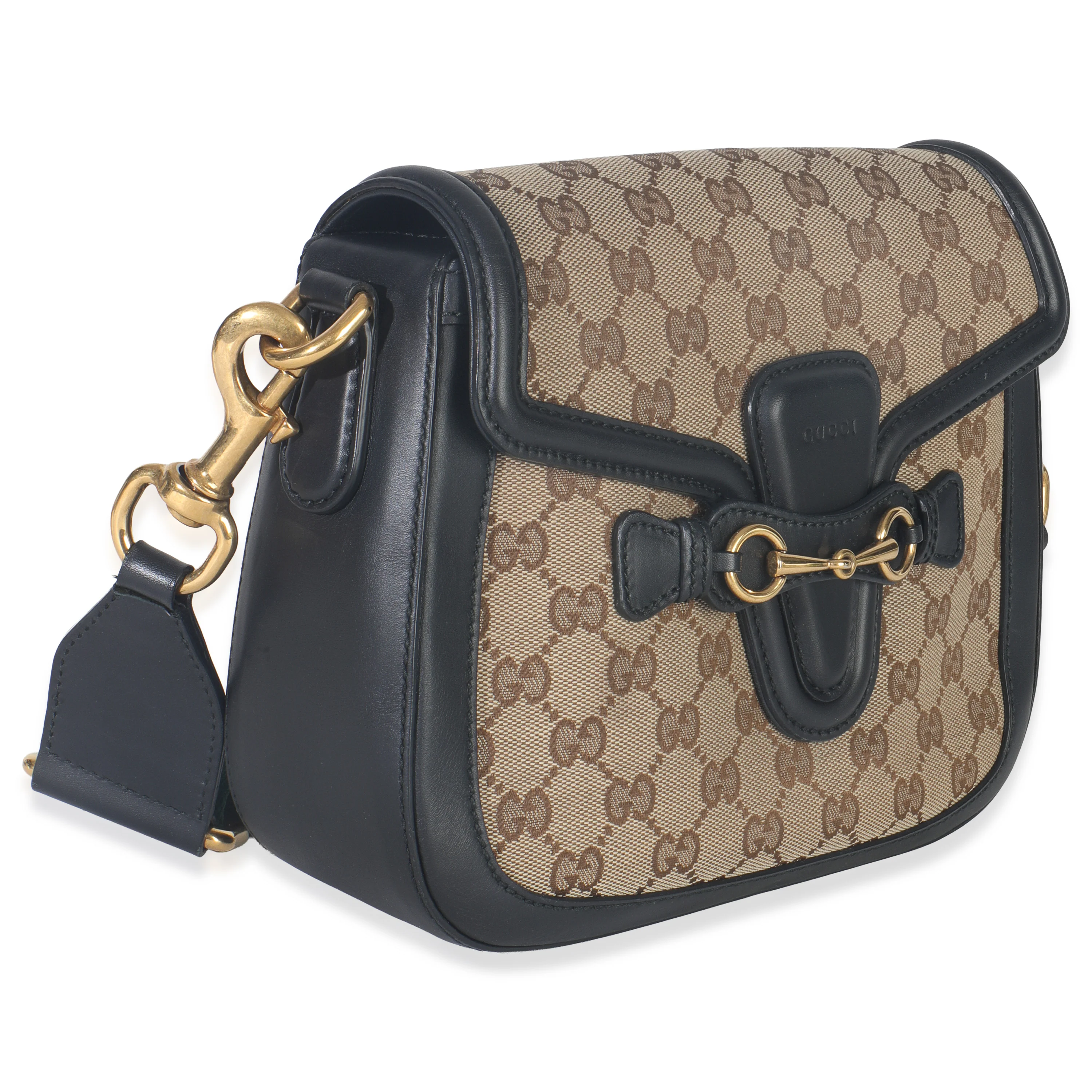 Black Beige GG Canvas Medium Lady Web Shoulder Bag - Image 3