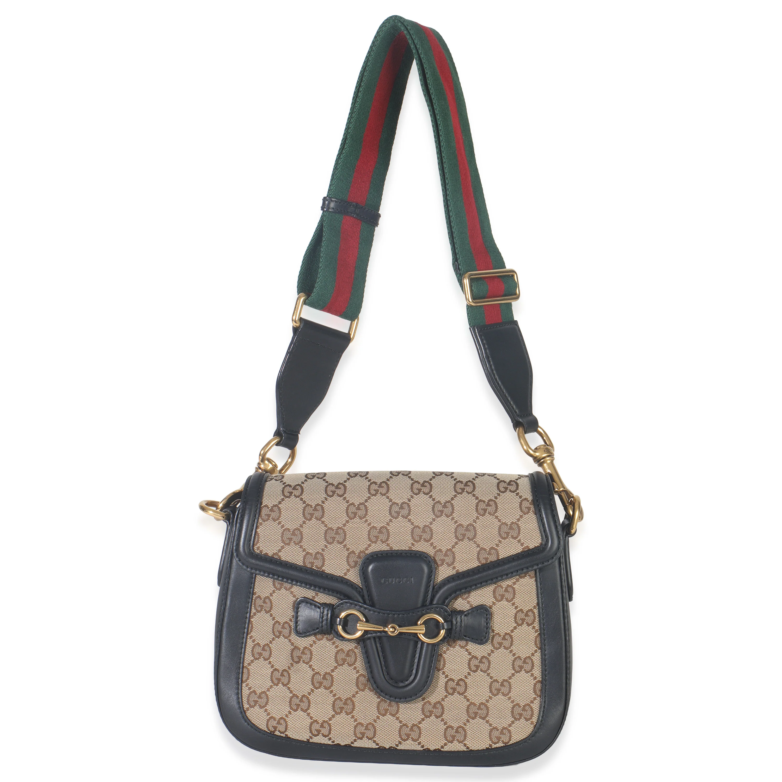 Black Beige GG Canvas Medium Lady Web Shoulder Bag - Image 8