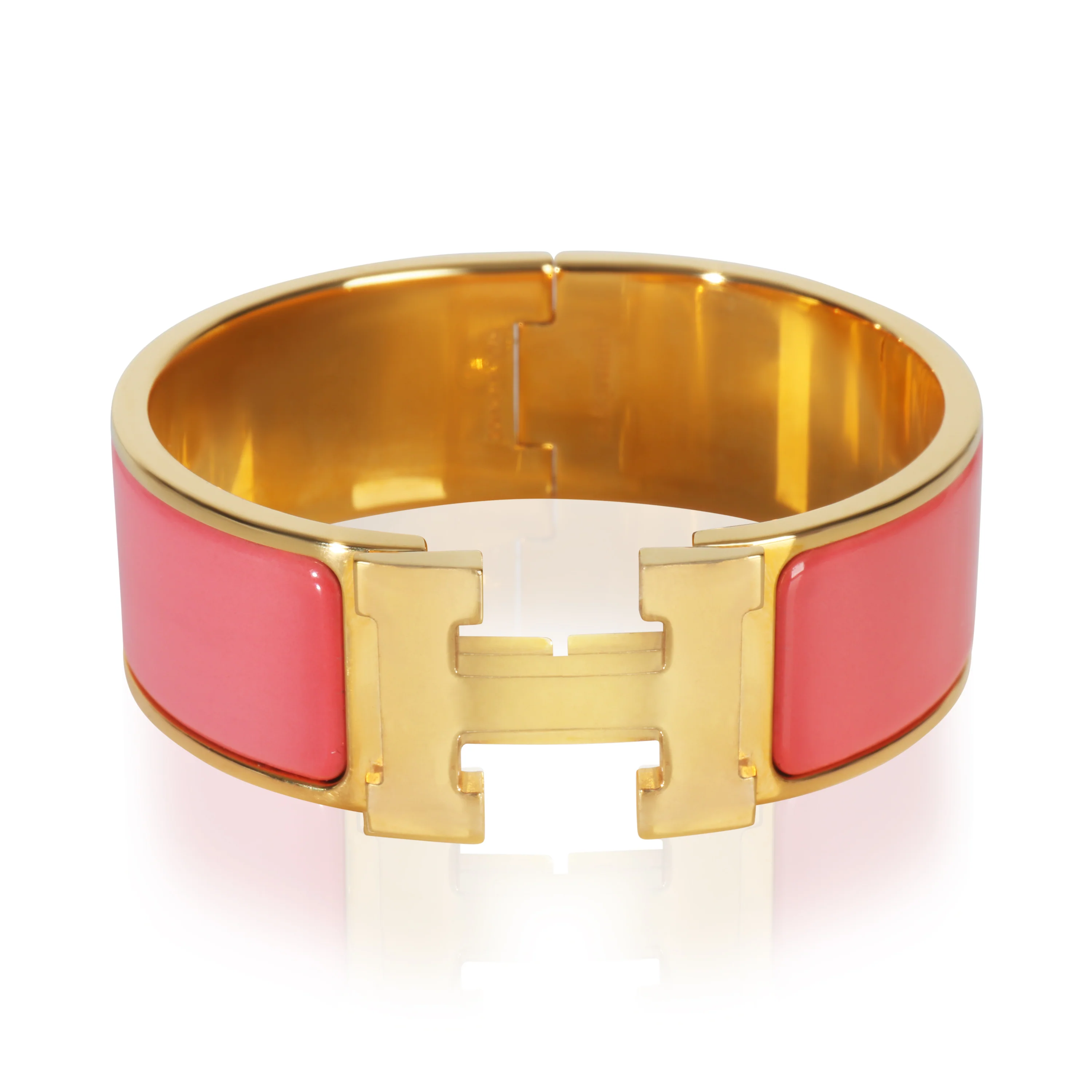 Gold-Plated Clic Clac In Rose Velours Bracelet