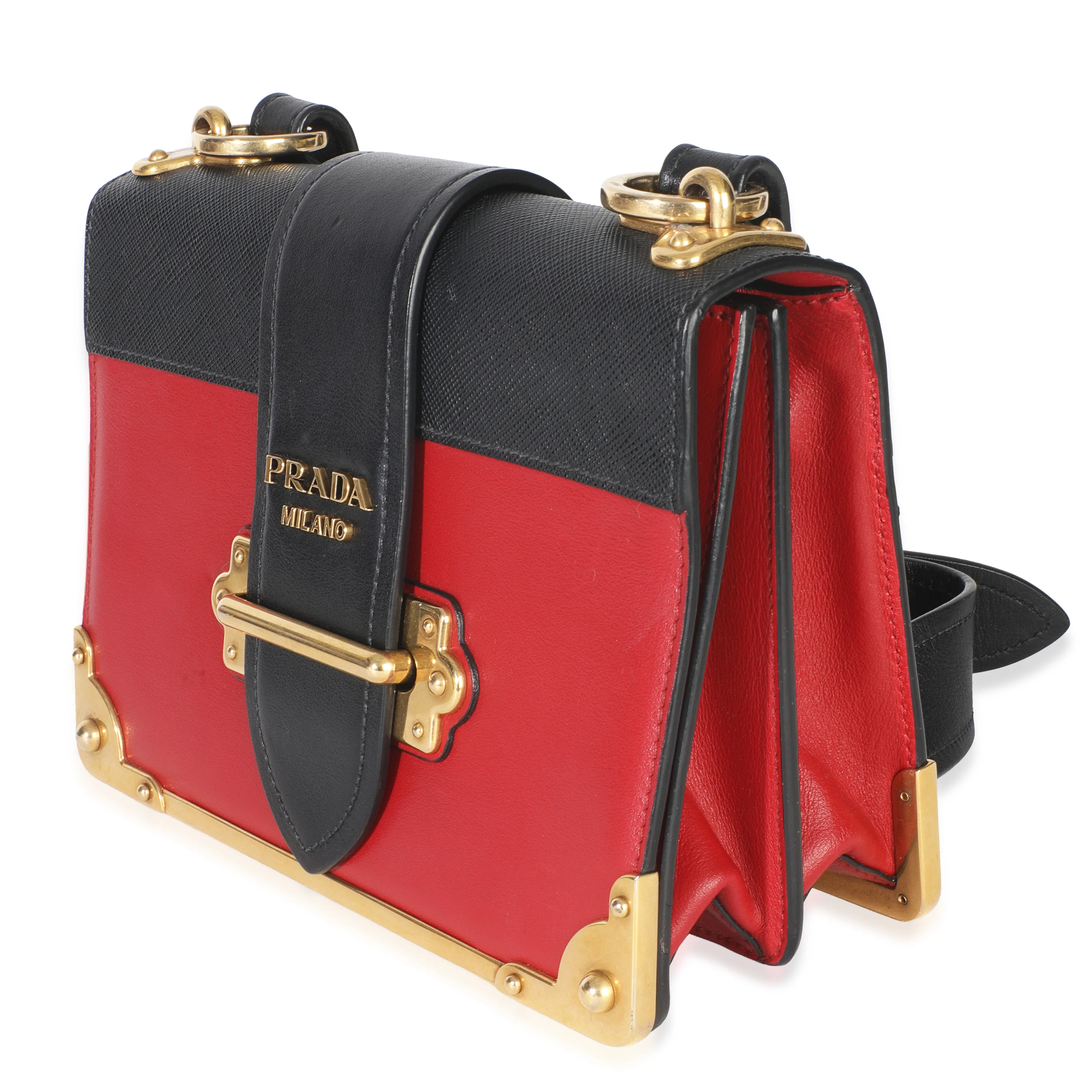 Red Black City Calfskin Saffiano Cahier Bag - Image 2