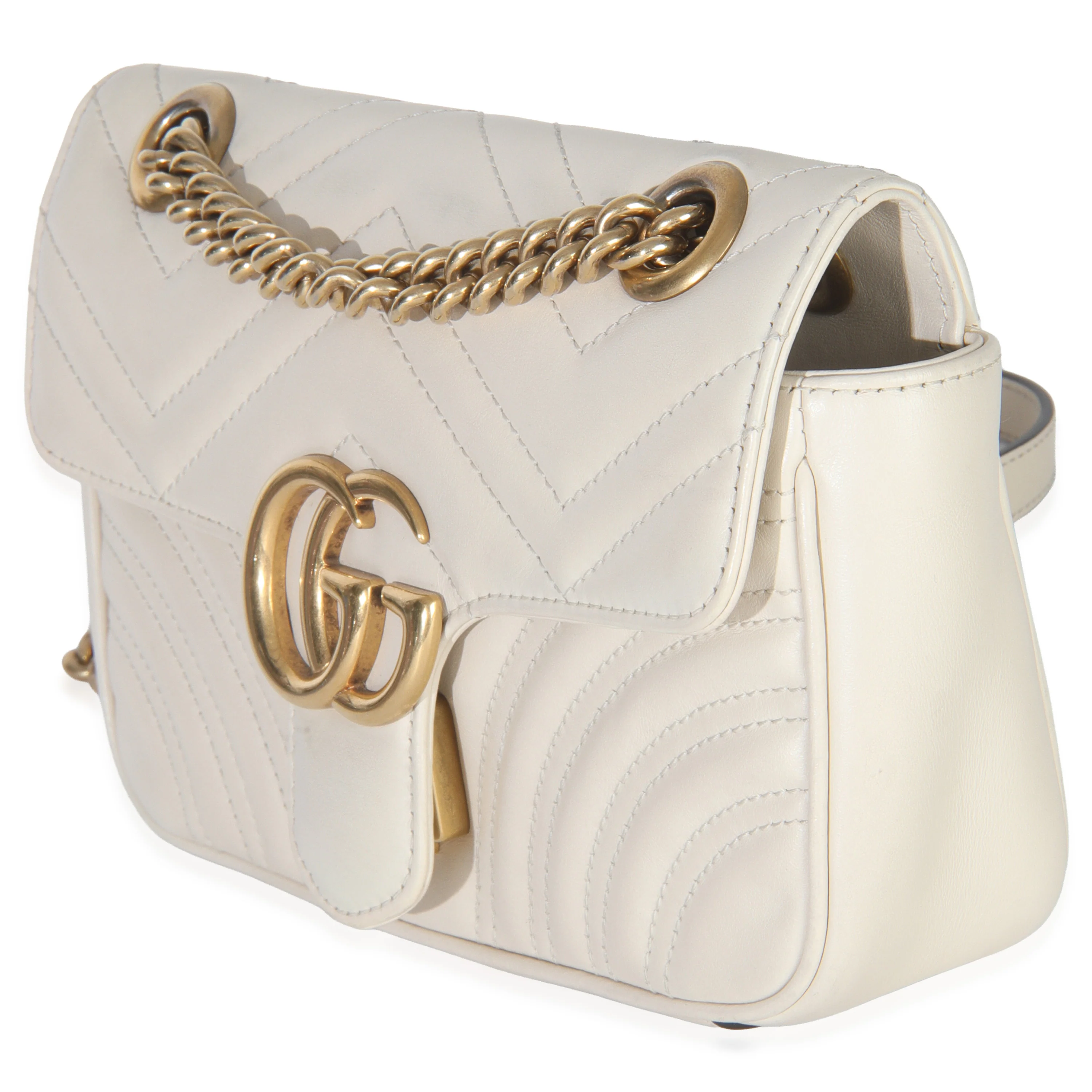 White Matelasse Calfskin Small GG Marmont Shoulder Bag - Image 2