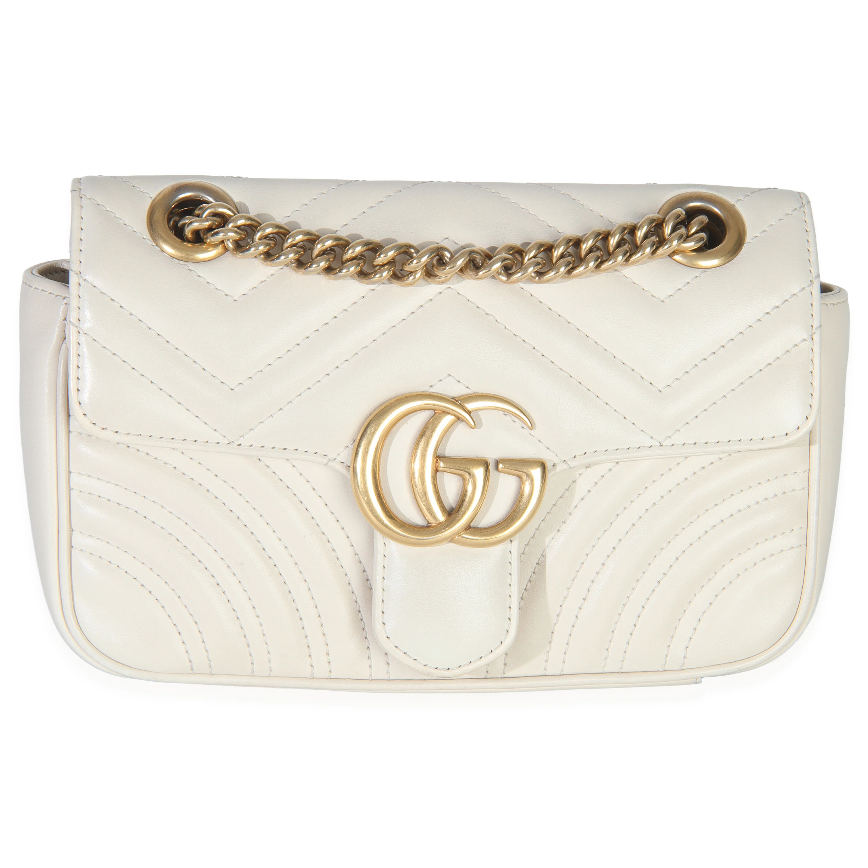 White Matelasse Calfskin Small GG Marmont Shoulder Bag - Image 3