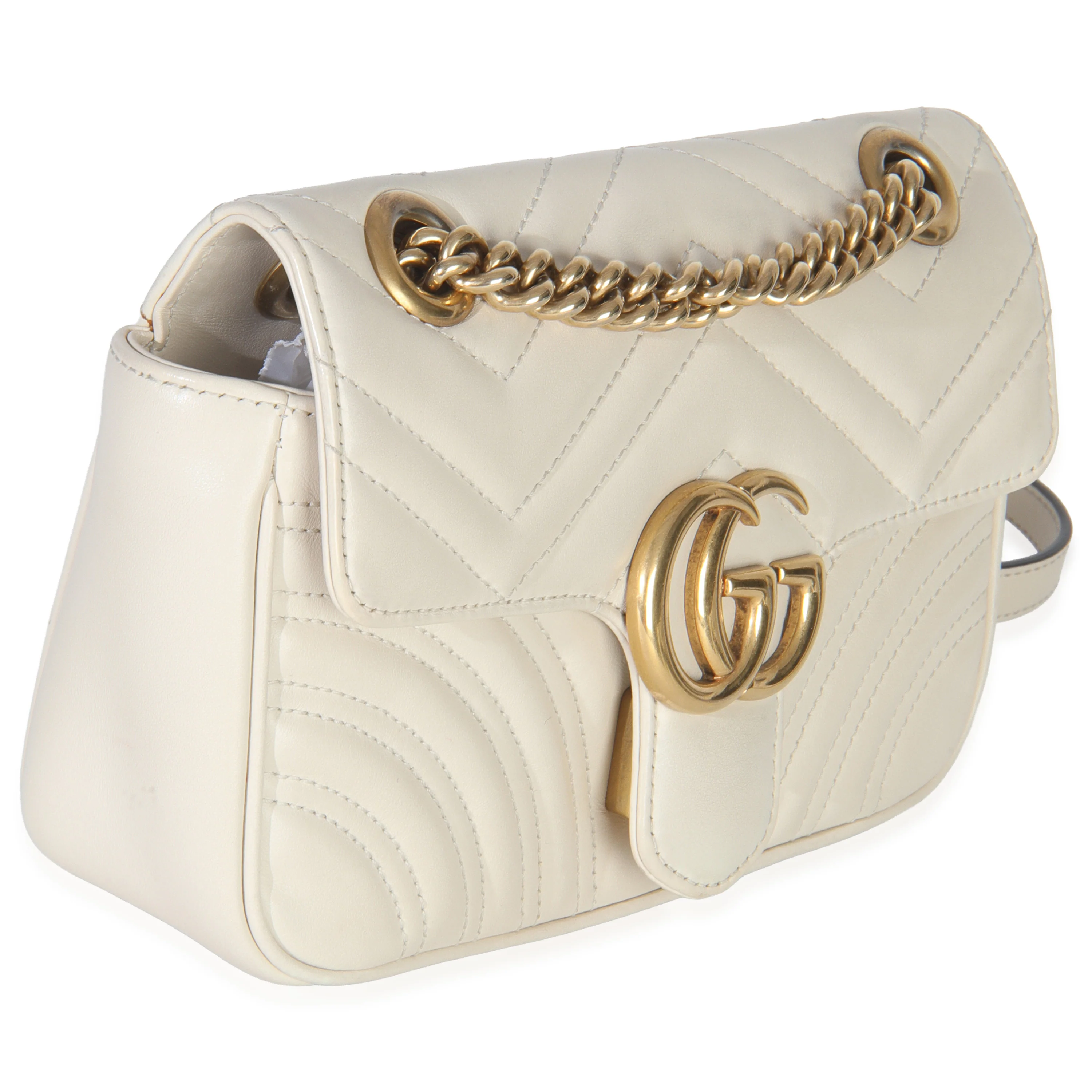 White Matelasse Calfskin Small GG Marmont Shoulder Bag - Image 4
