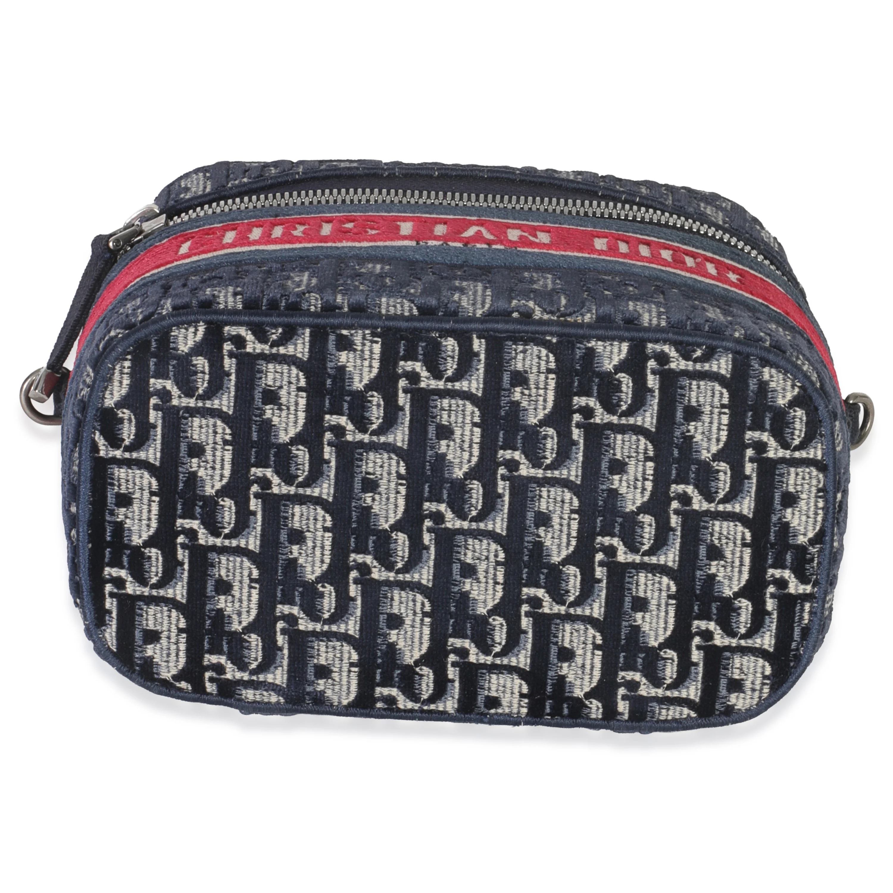 Blue Red Velvet Oblique Diortravel Vanity Case - Image 5