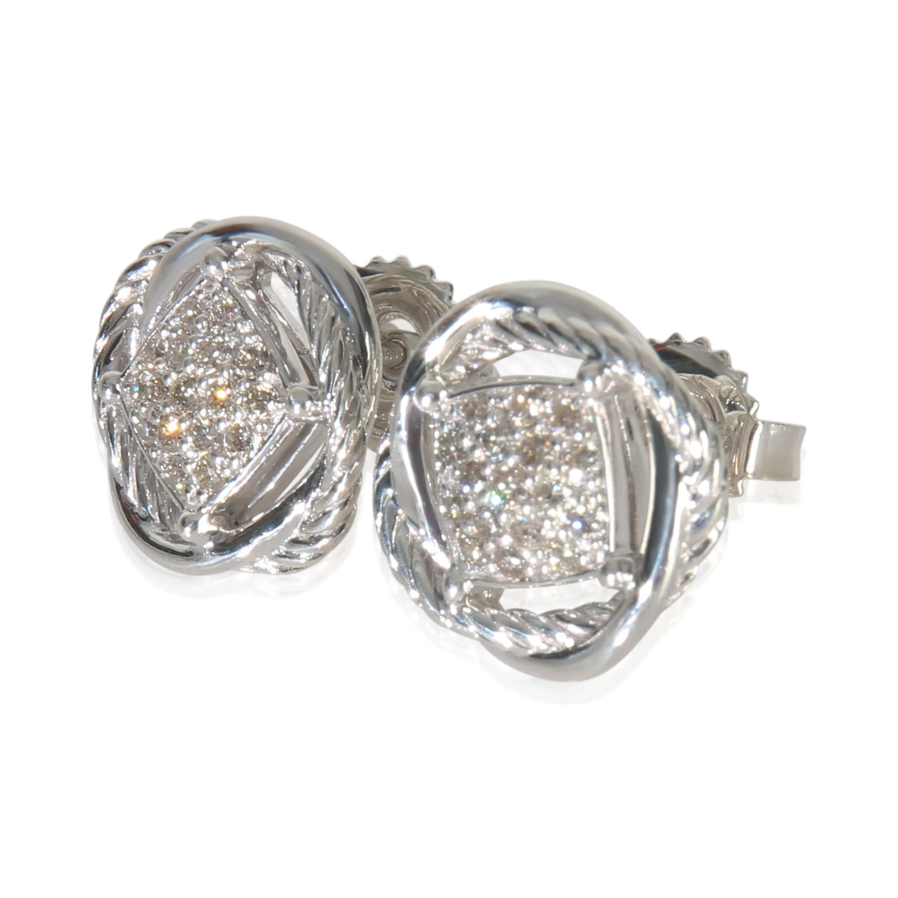 Sterling Silver Diamond Infinity Earrings - Image 2