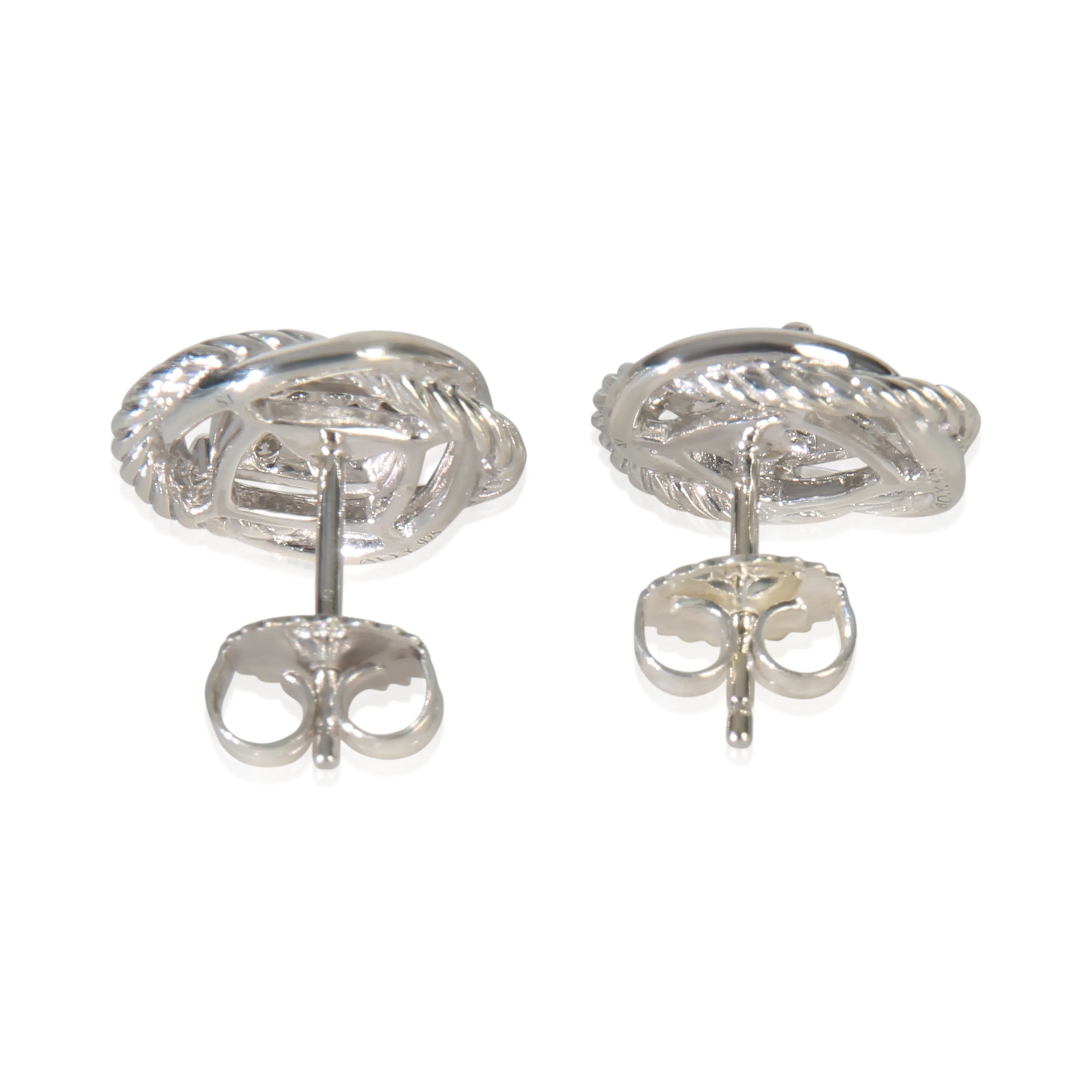 Sterling Silver Diamond Infinity Earrings - Image 3