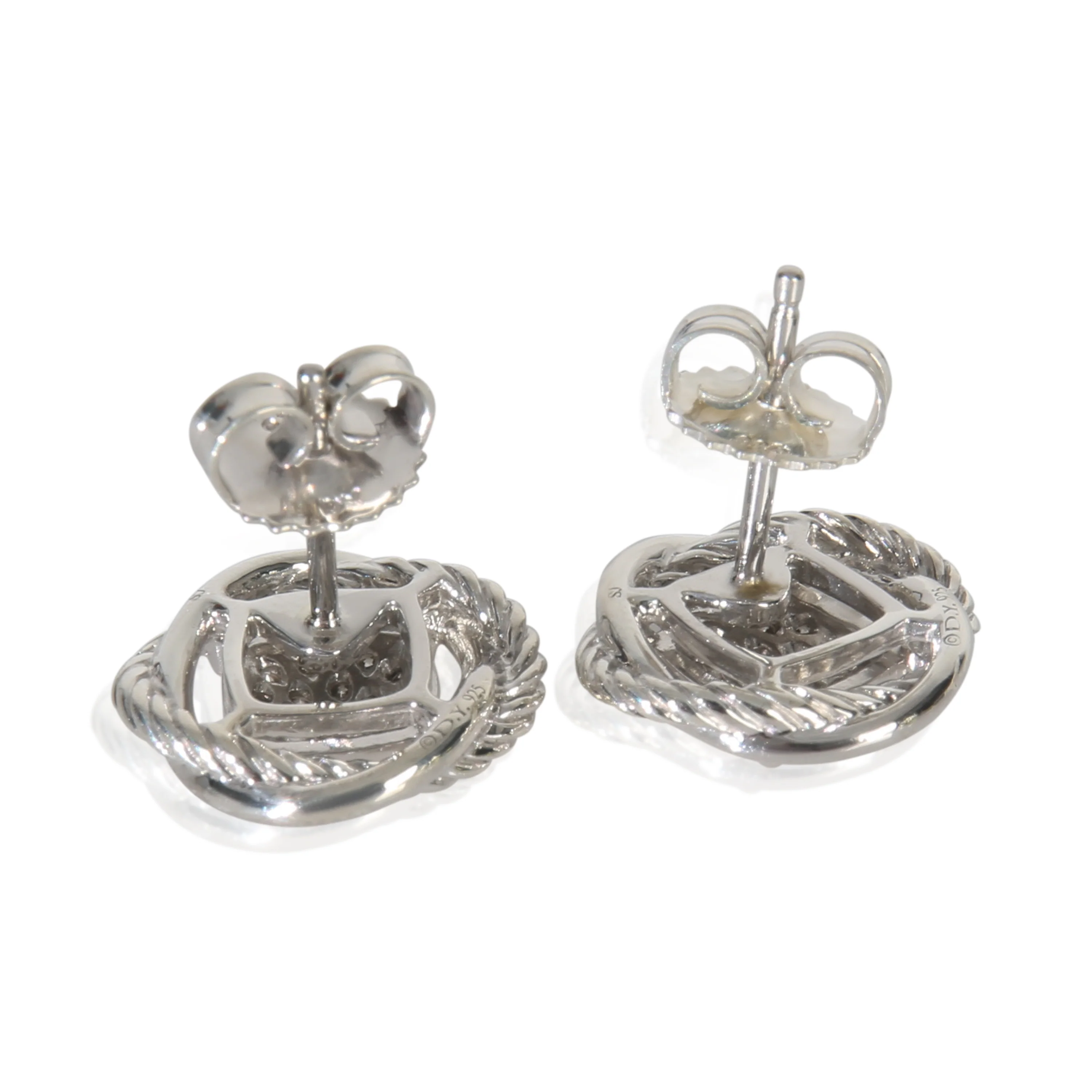 Sterling Silver Diamond Infinity Earrings - Image 4