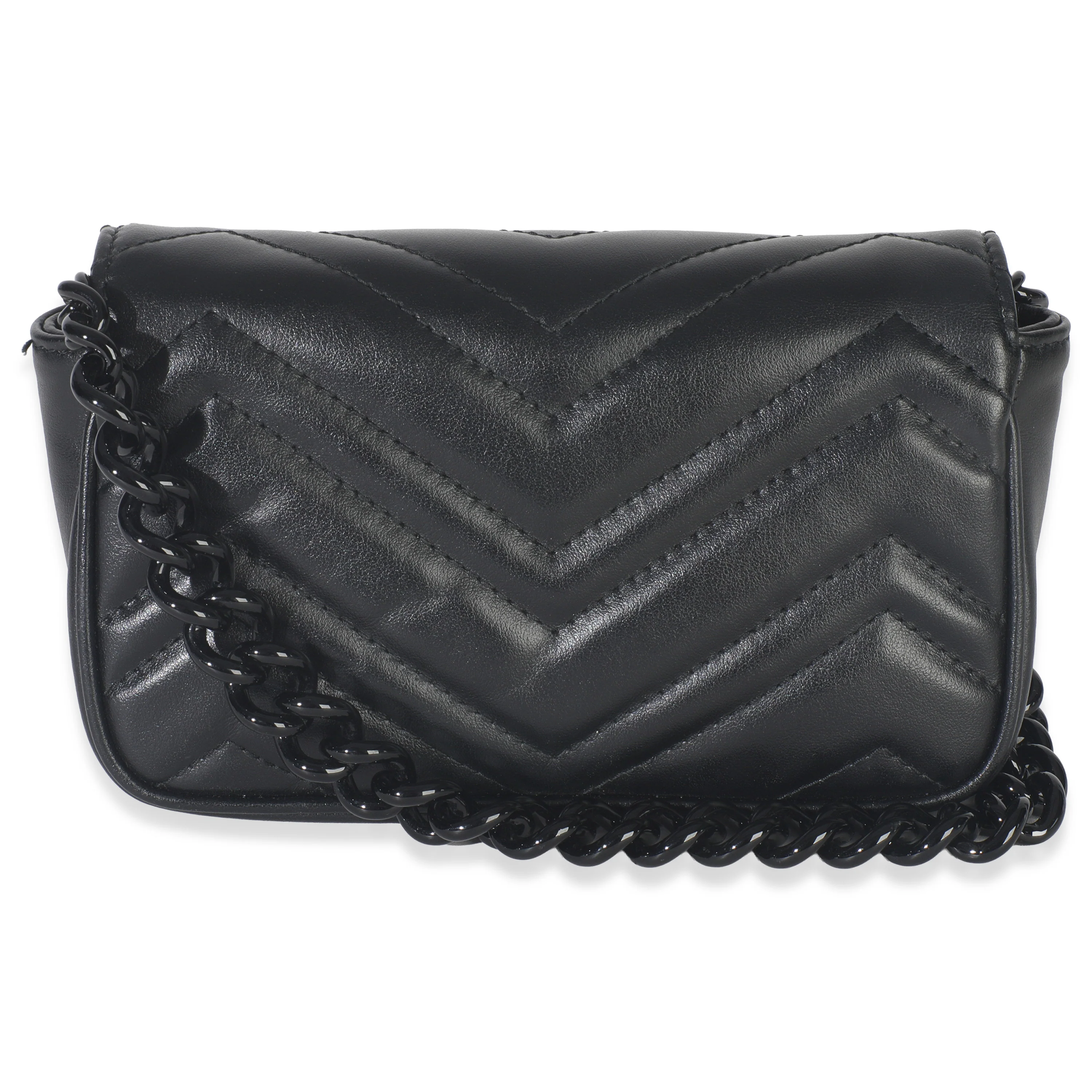 Black Matelasse Calfskin Monochrome GG Marmont Chain Belt Bag - Image 4