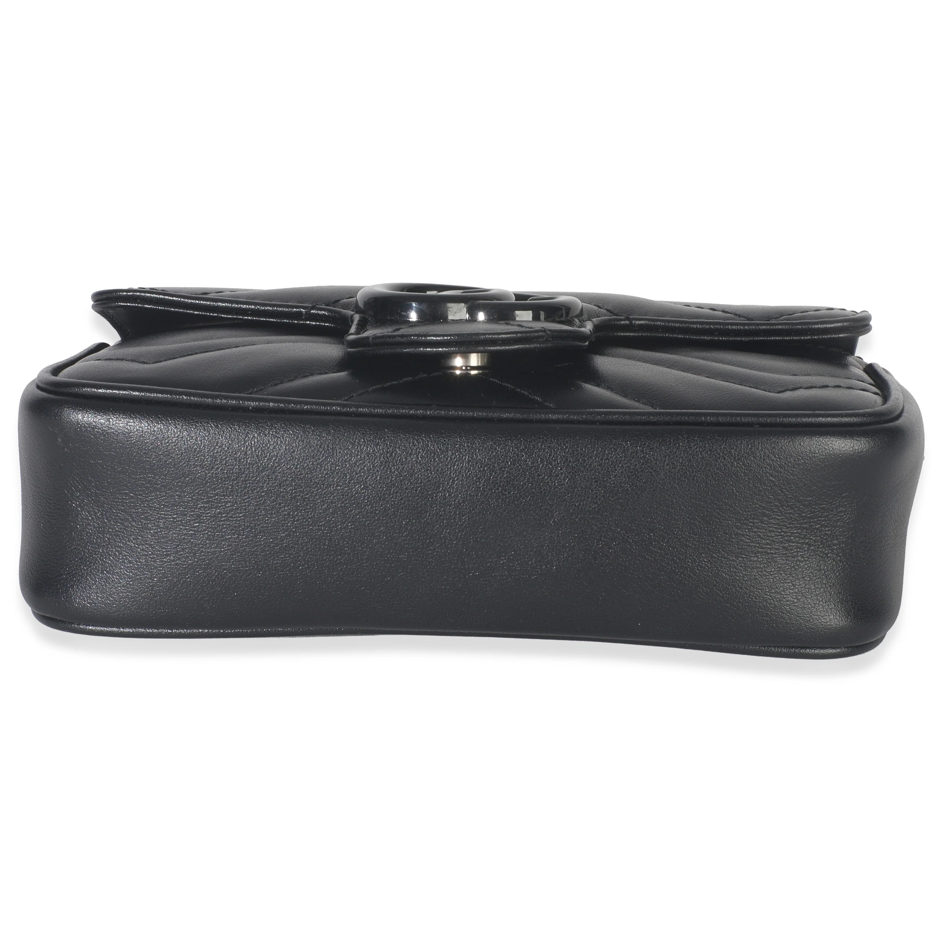 Black Matelasse Calfskin Monochrome GG Marmont Chain Belt Bag - Image 5