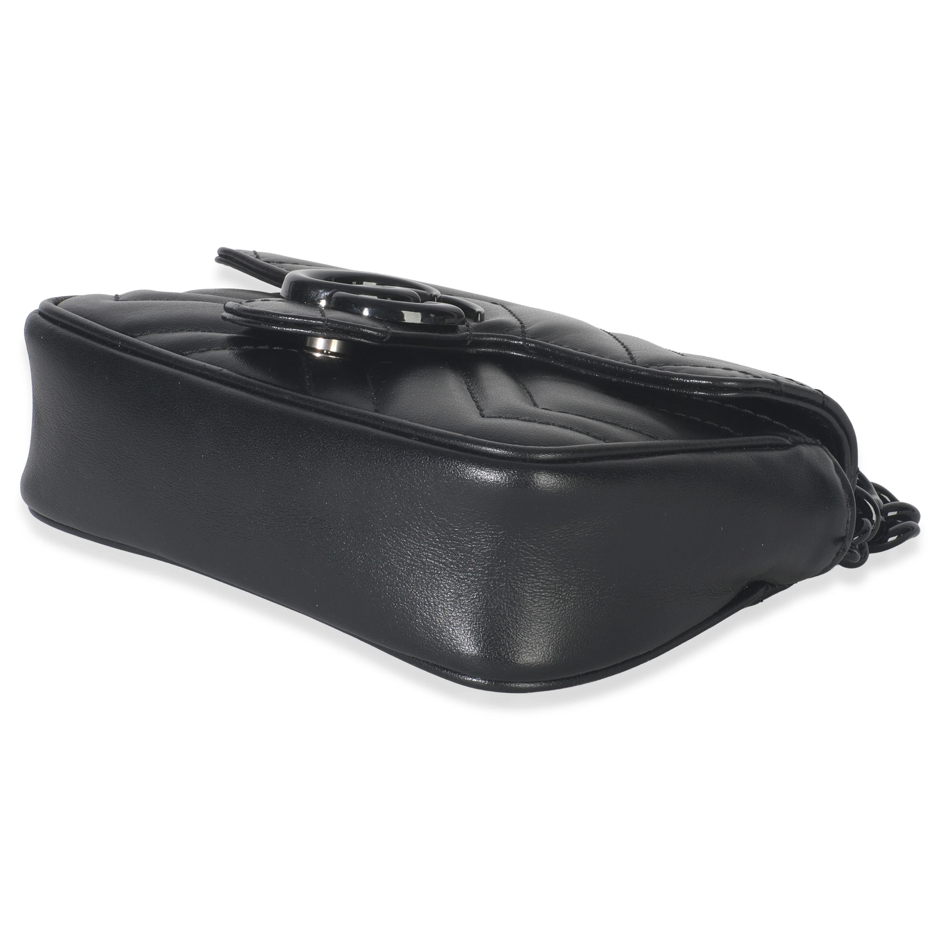 Black Matelasse Calfskin Monochrome GG Marmont Chain Belt Bag - Image 7
