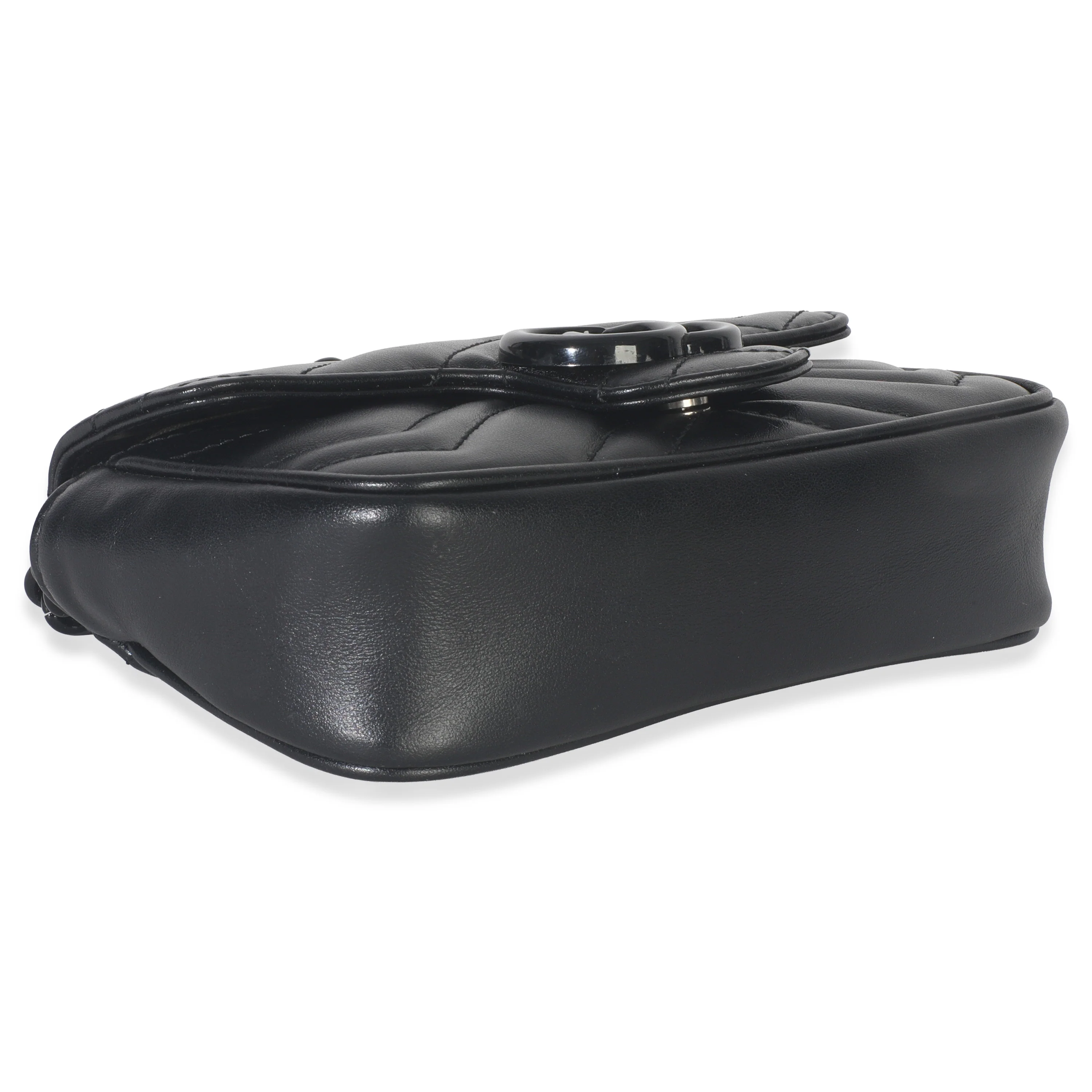 Black Matelasse Calfskin Monochrome GG Marmont Chain Belt Bag - Image 8