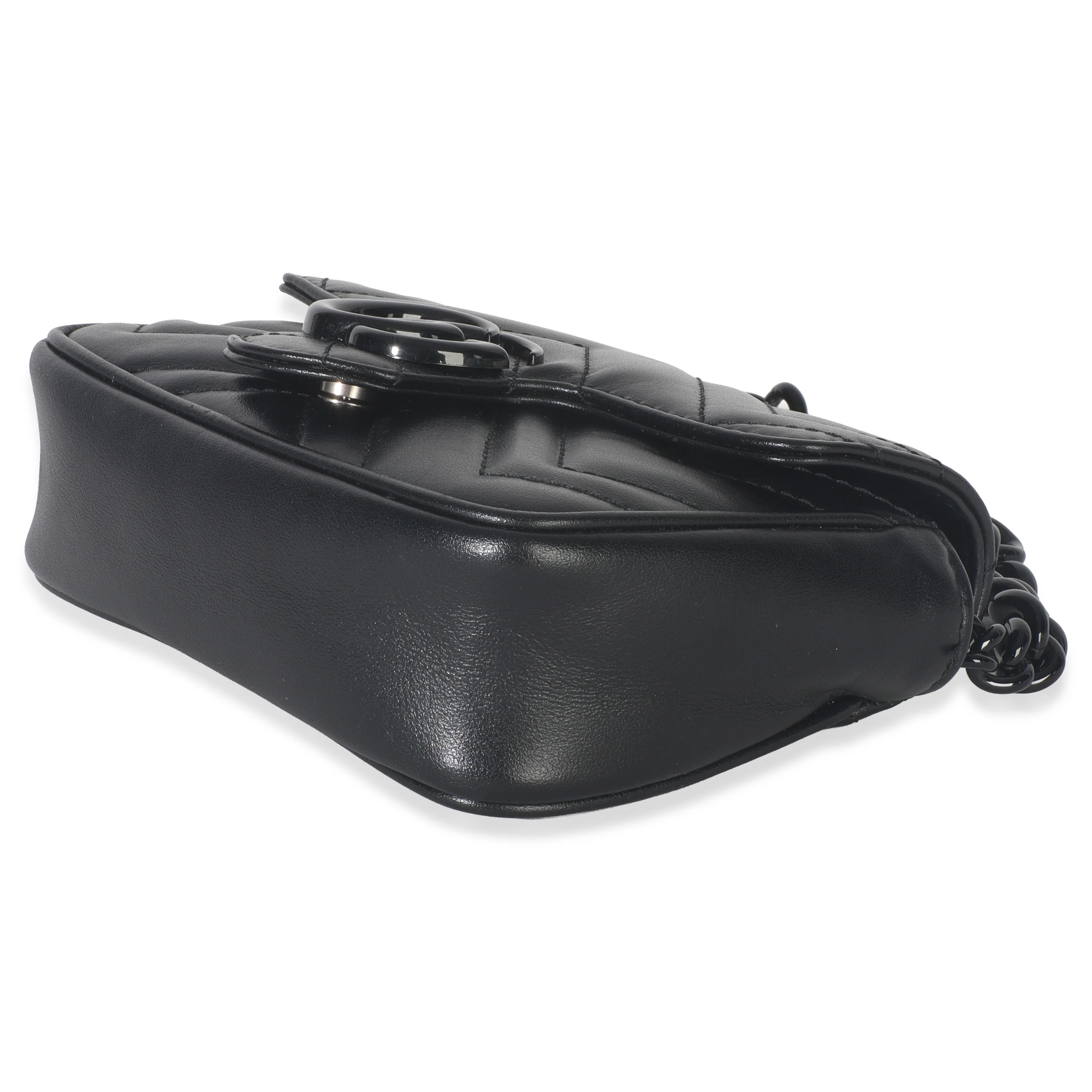Black Matelasse Calfskin Monochrome GG Marmont Chain Belt Bag - Image 9