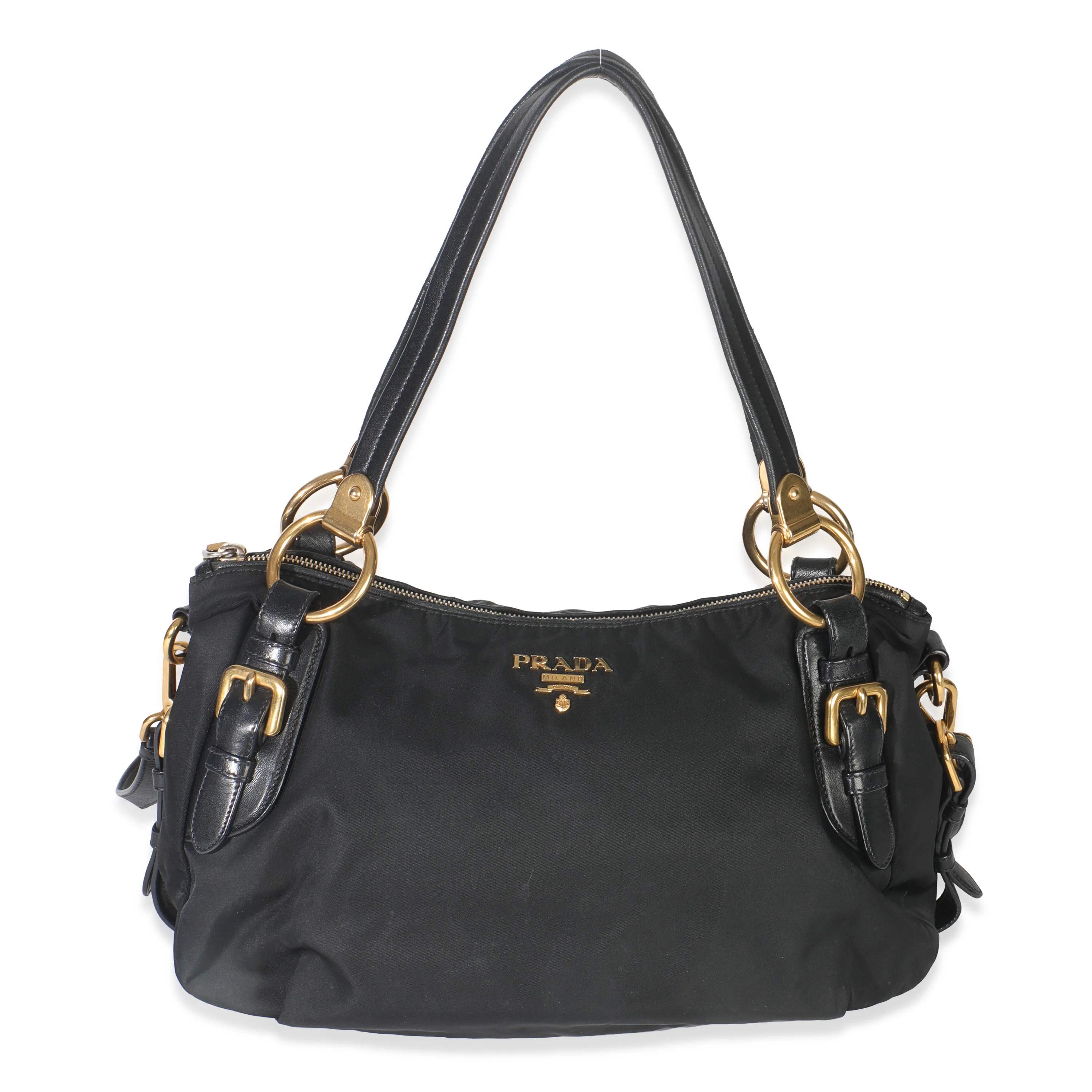 Vintage Black Tessuto Nylon Bauletto Bag