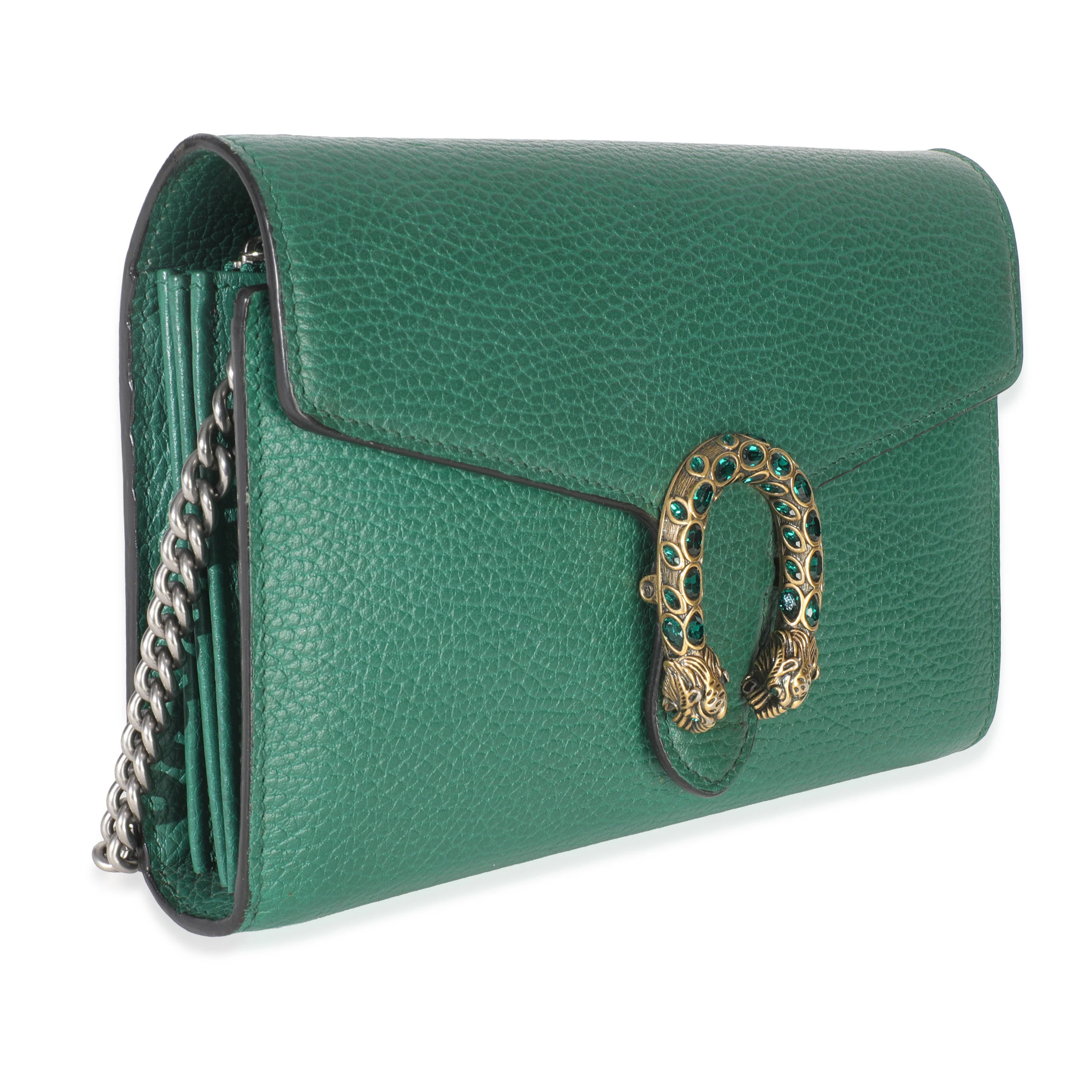 Emerald Pebbled Calfskin Dionysus Chain Wallet - Image 3