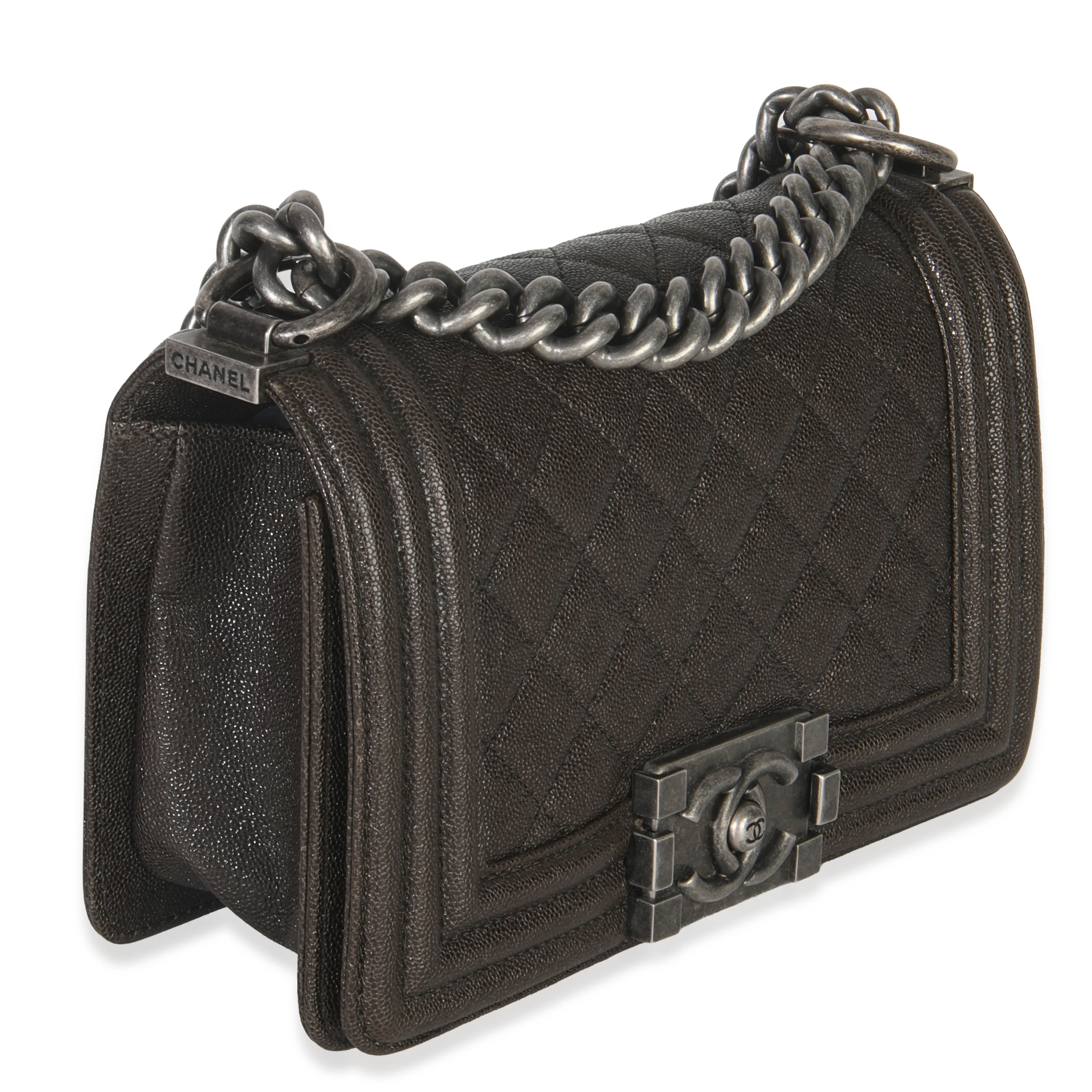 Brown Quilted Caviar Small Boy Handbag - Image 3