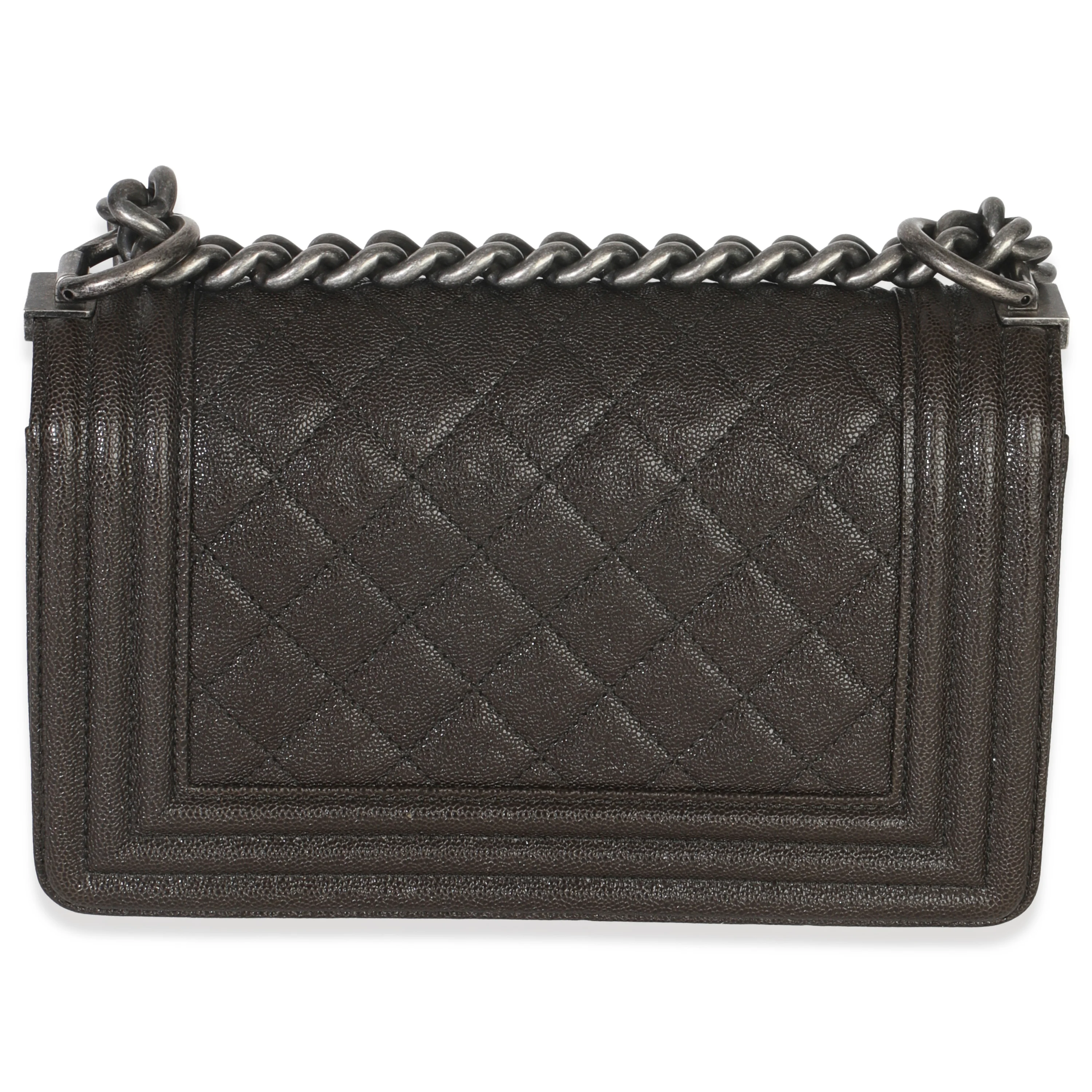 Brown Quilted Caviar Small Boy Handbag - Image 4