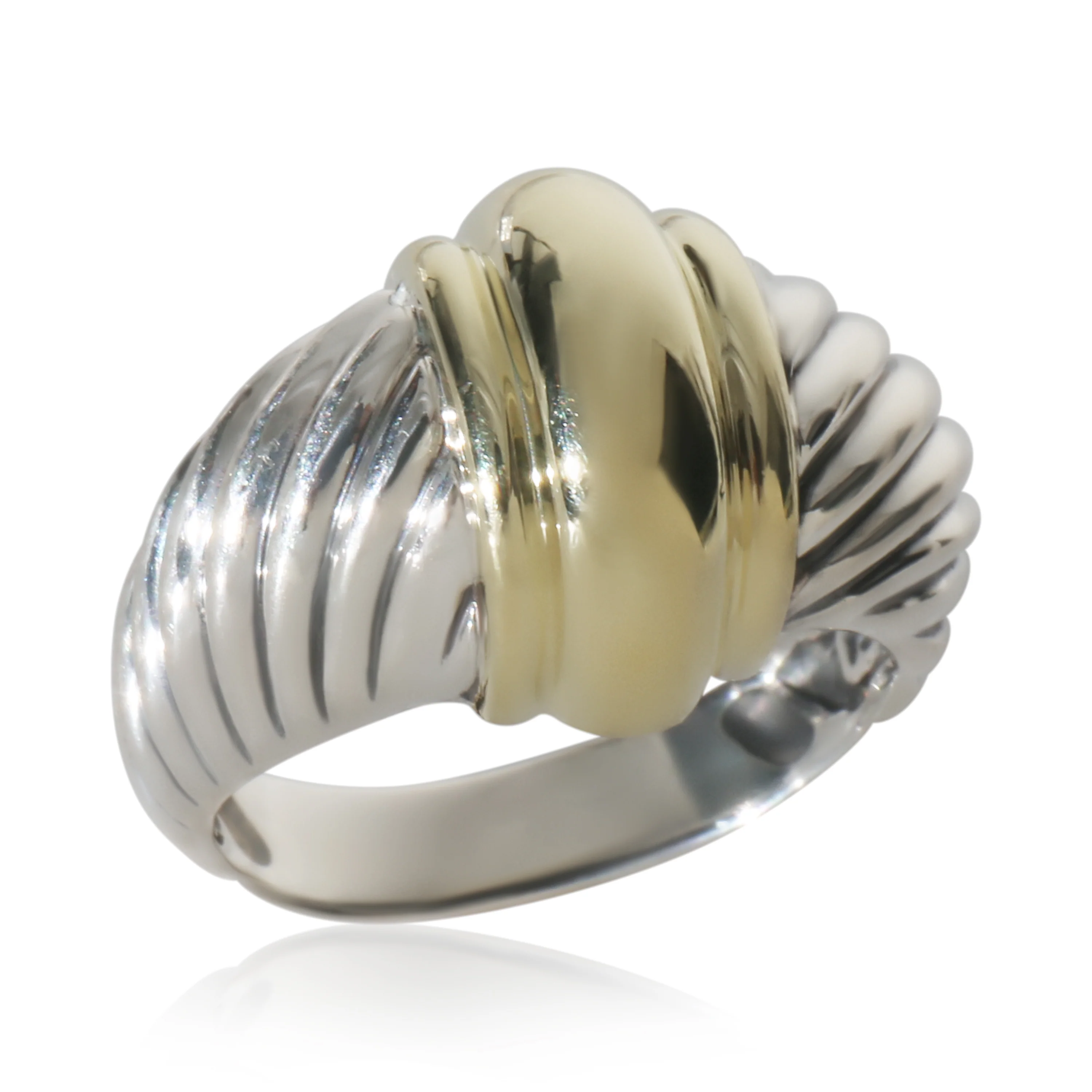 Yellow Gold & Sterling Silver  Vintage Cable Ring - Image 4