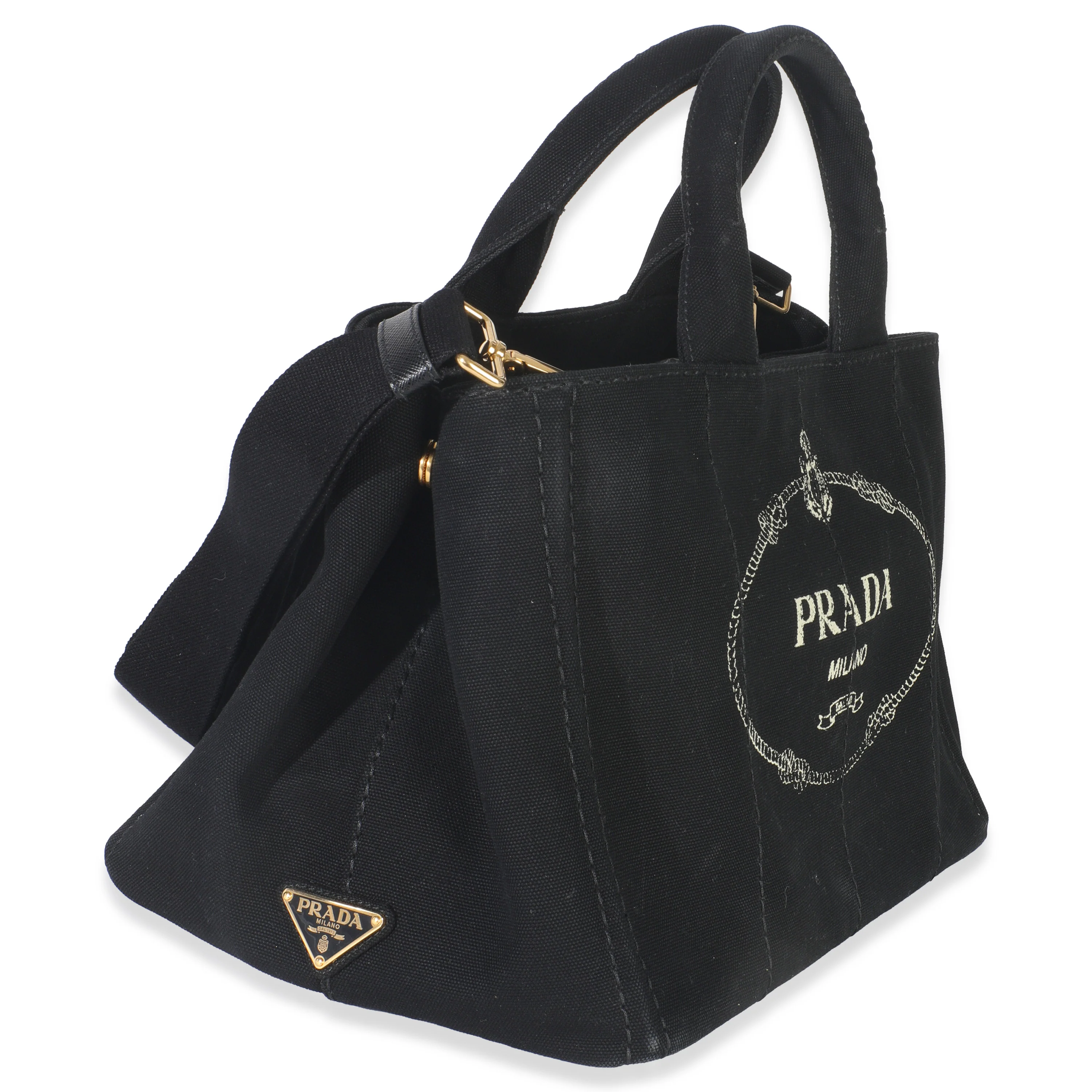 Black Canvas White Logo Small Canapa Tote - Image 3