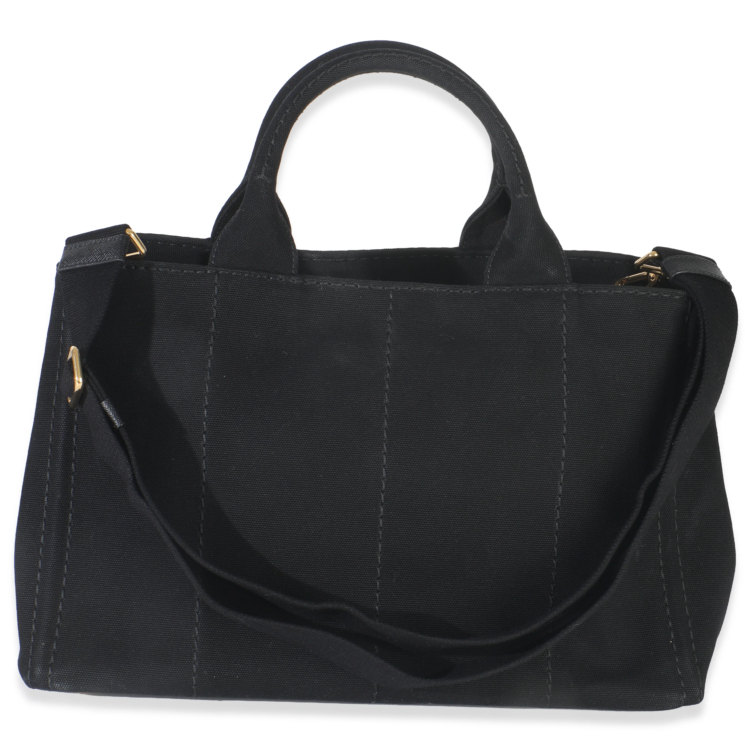 Black Canvas White Logo Small Canapa Tote - Image 4