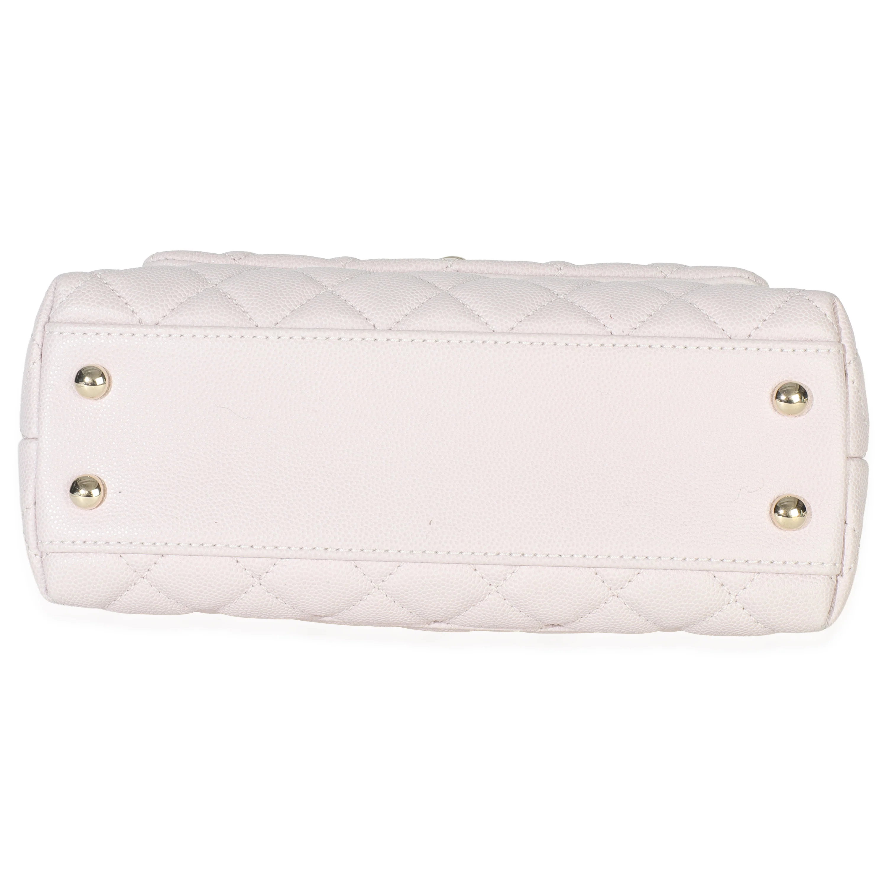 Light Pink Quilted Caviar Mini Coco Top Handle Handbag - Image 5
