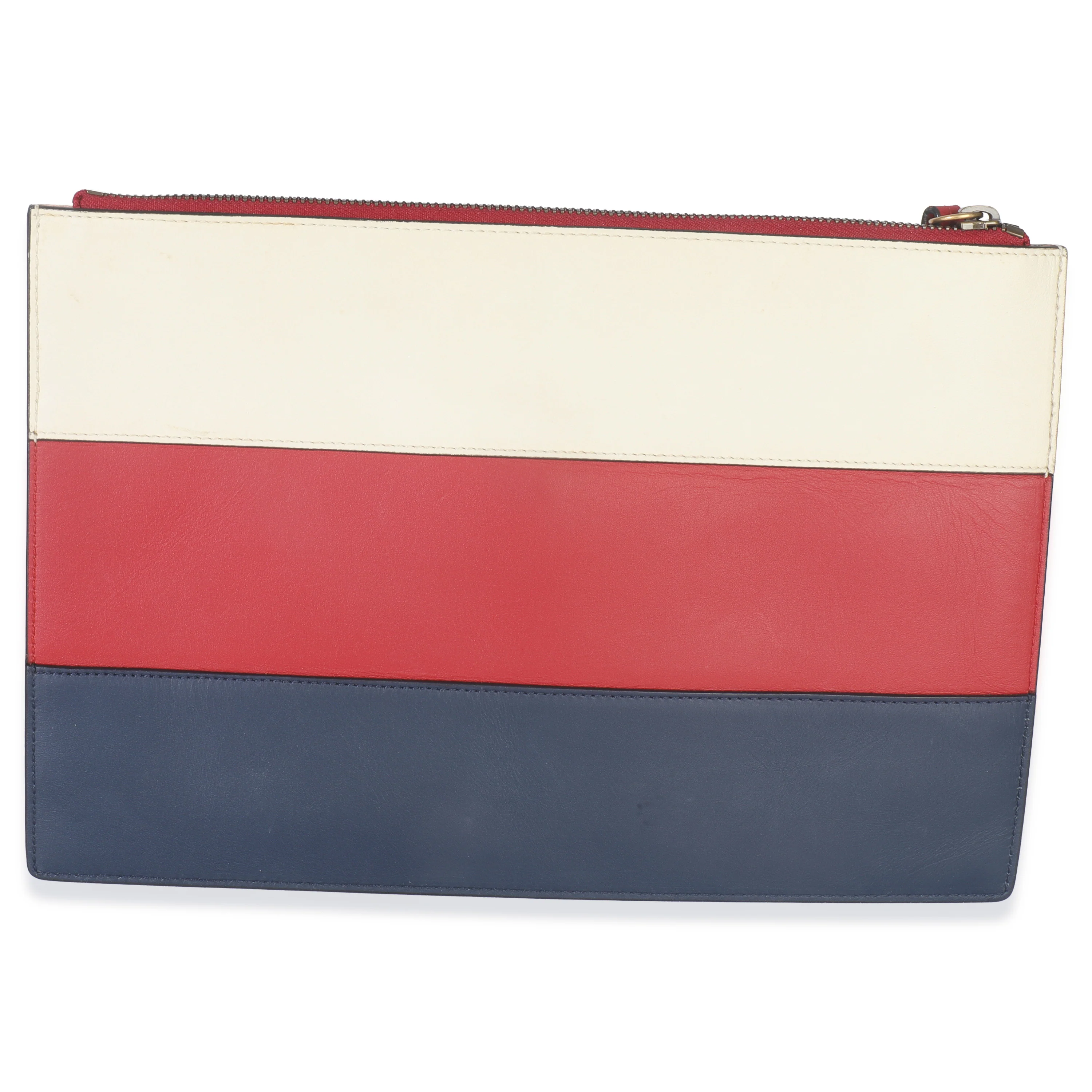 Red Navy Cream Calfskin Queen Margaret Flat Pouch - Image 4