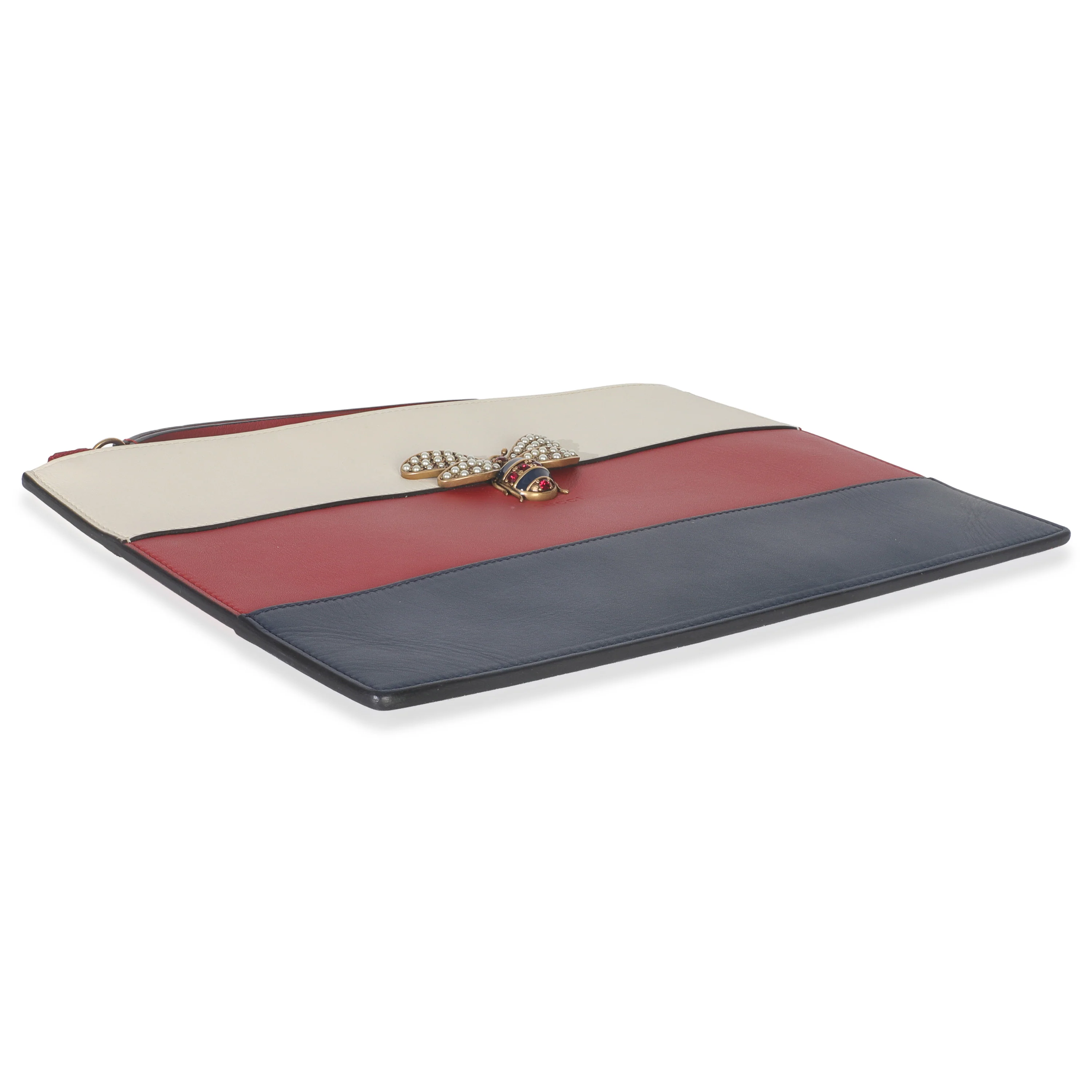 Red Navy Cream Calfskin Queen Margaret Flat Pouch - Image 6