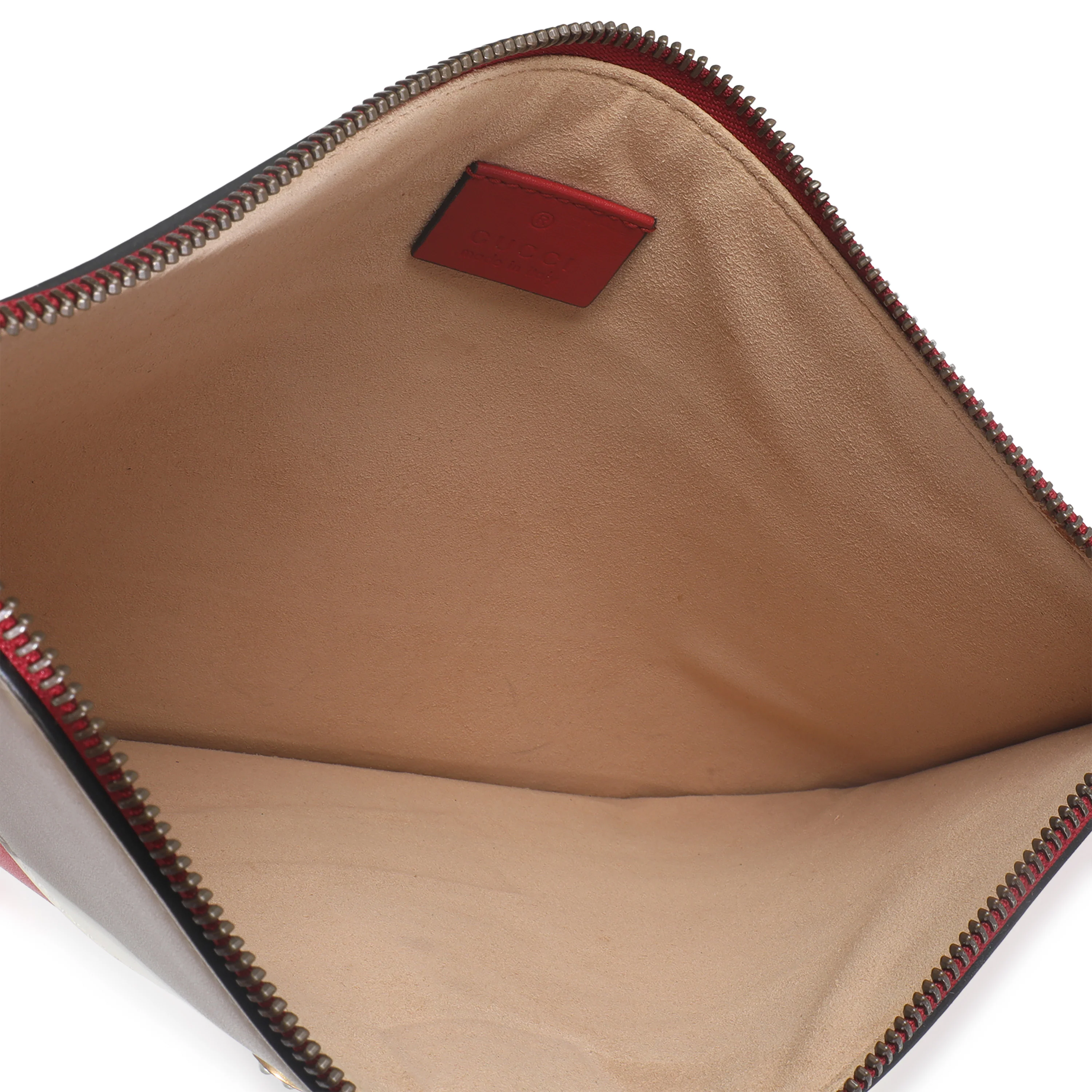 Red Navy Cream Calfskin Queen Margaret Flat Pouch - Image 8