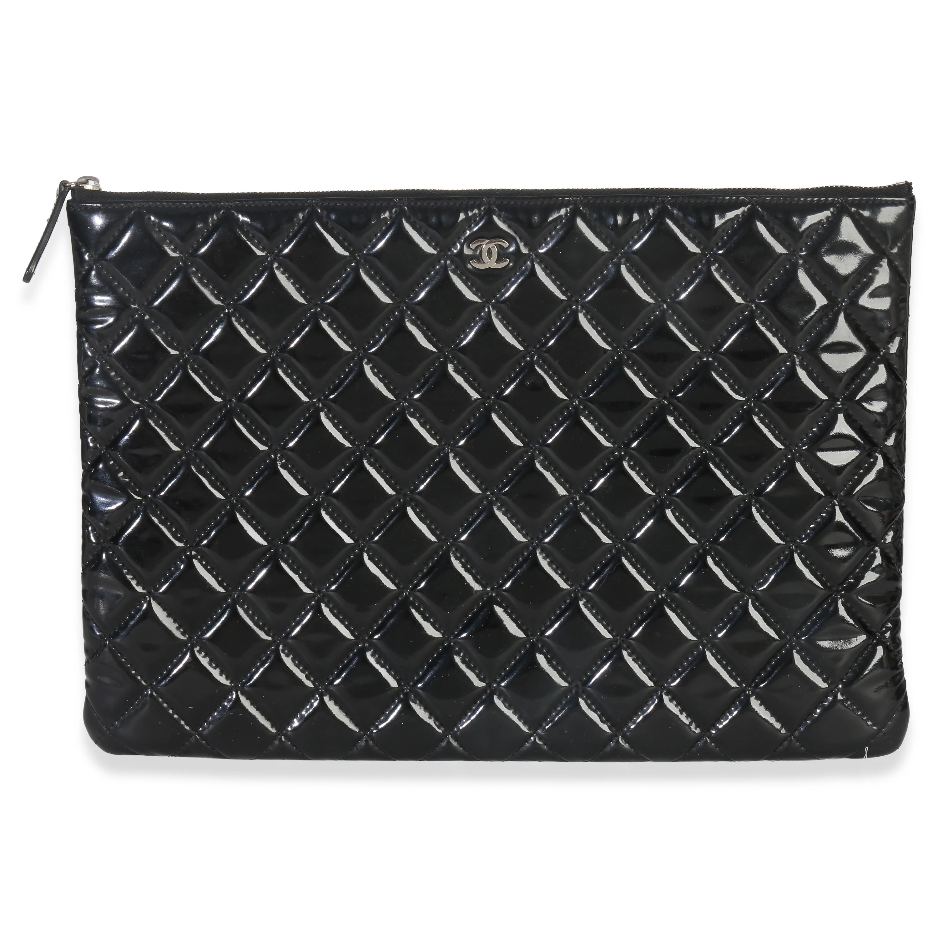 Black Quilted Patent Large Cosmetic O-Case - Image 2