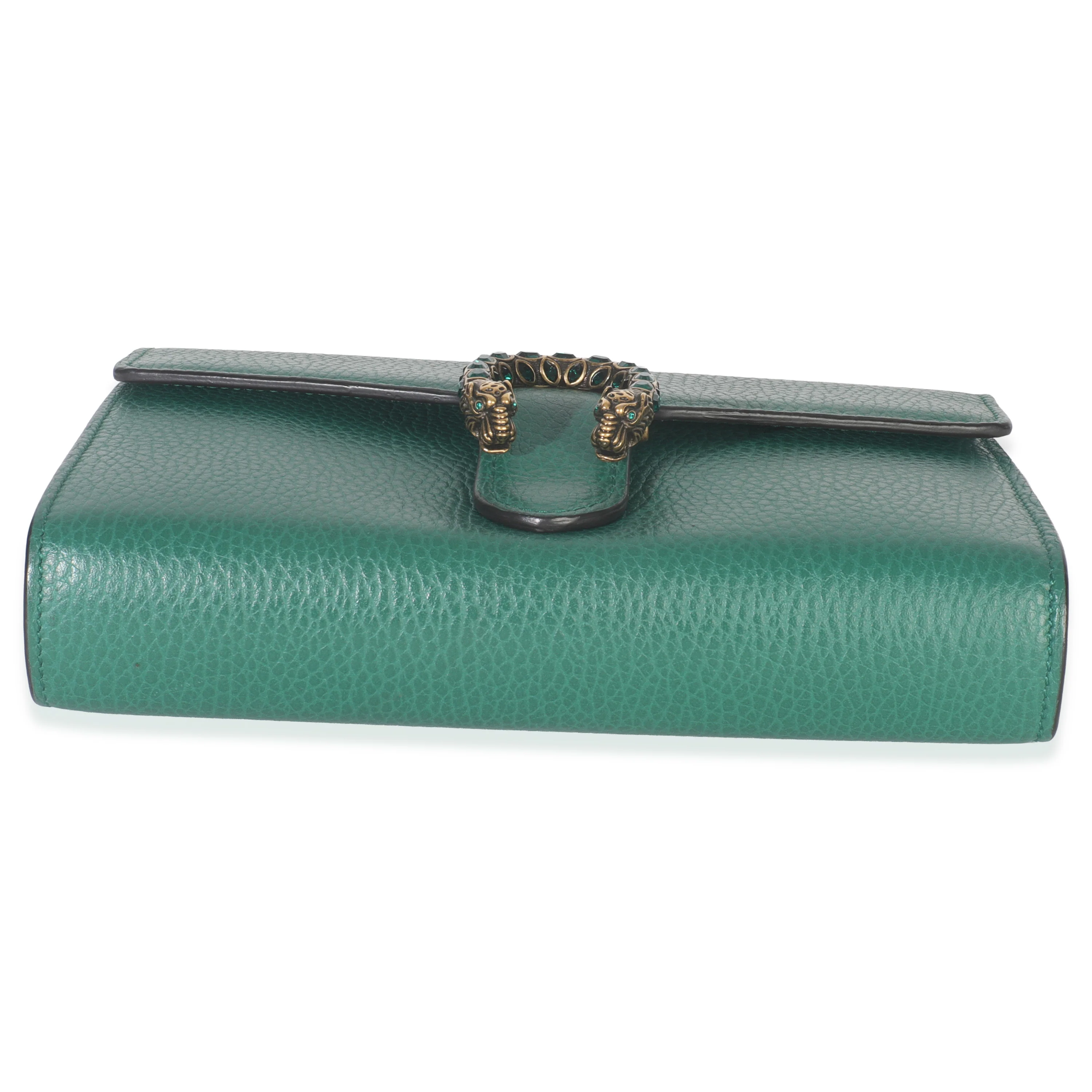 Emerald Pebbled Calfskin Dionysus Chain Wallet - Image 4