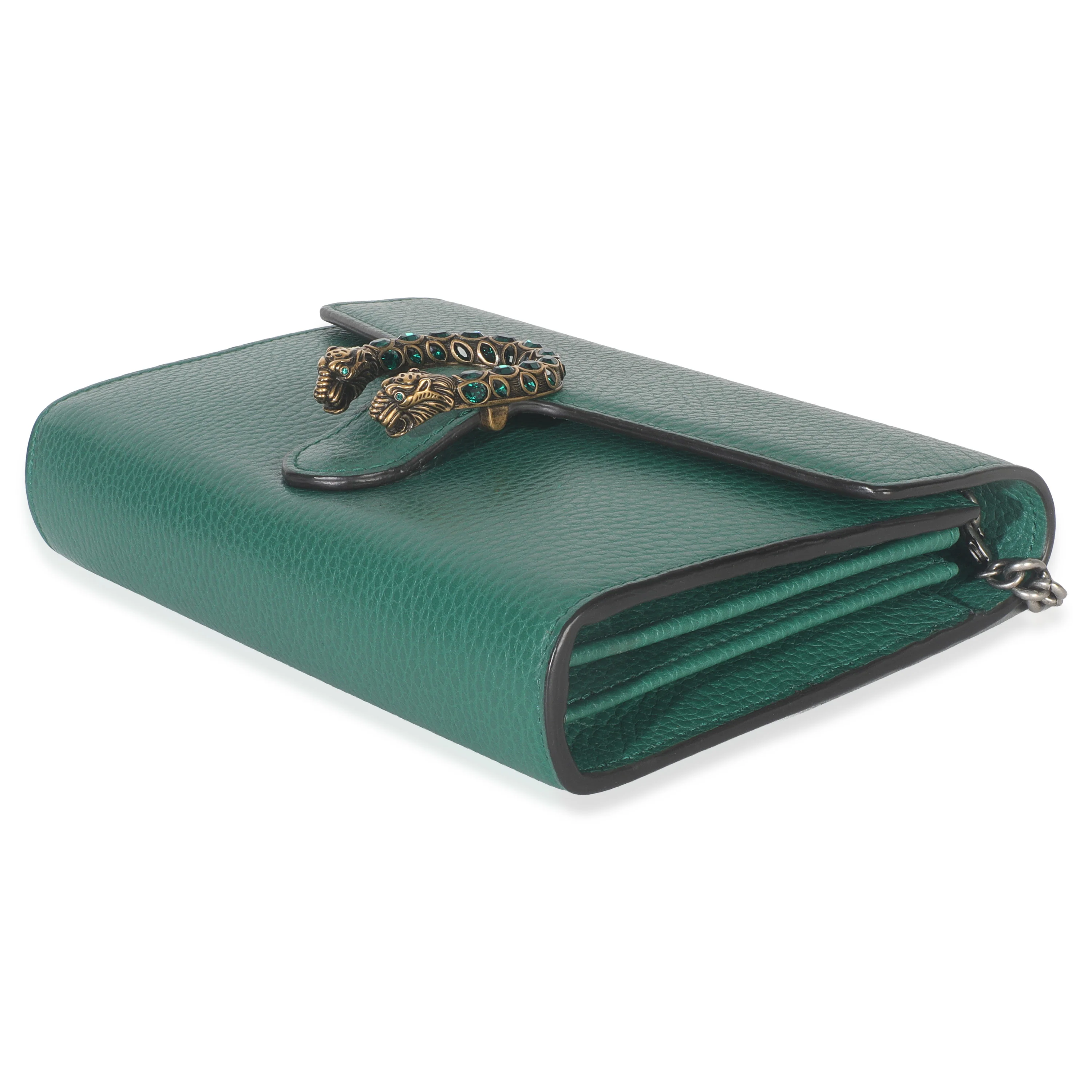 Emerald Pebbled Calfskin Dionysus Chain Wallet - Image 6