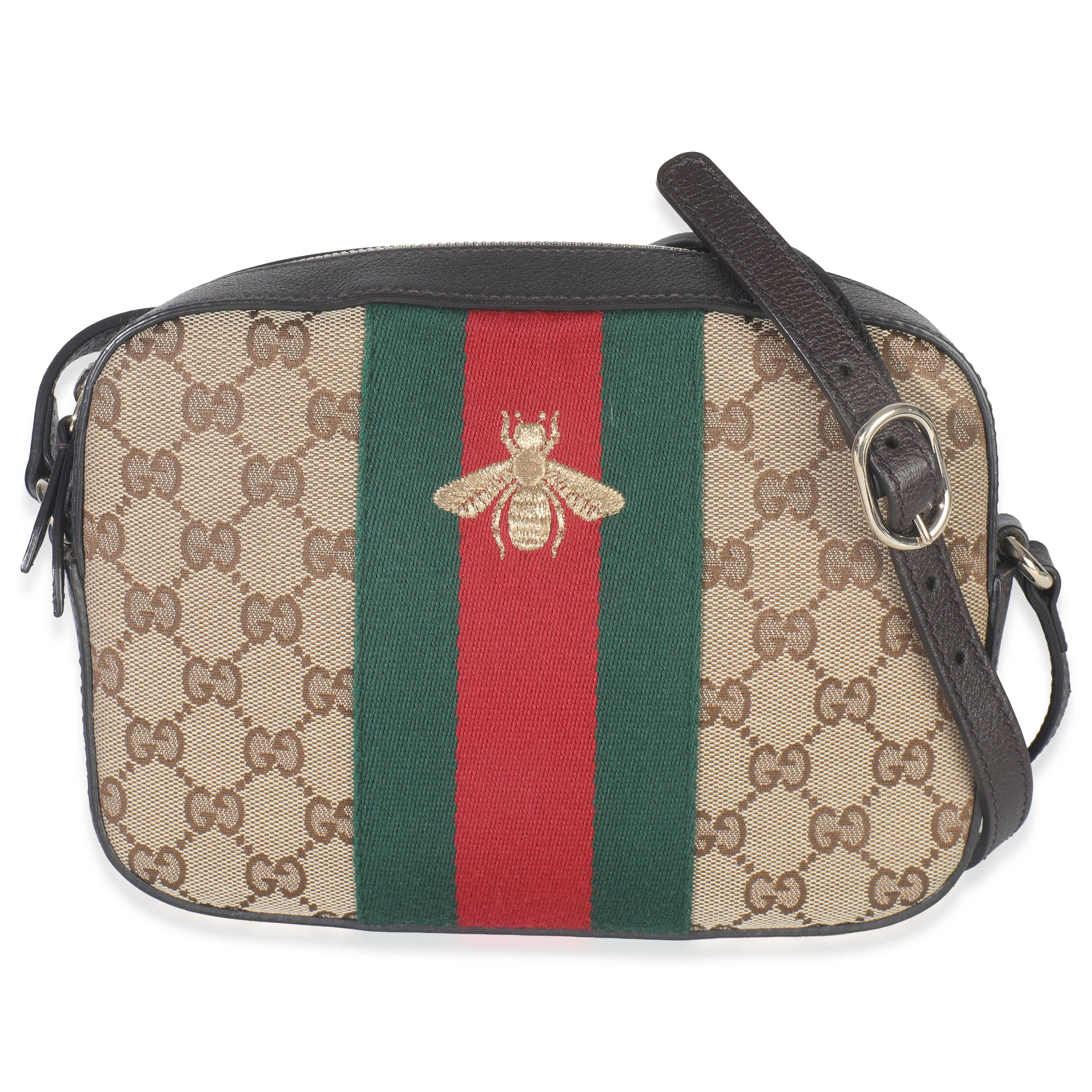 GG Supreme Canvas Web Small Webby Bee Shoulder Bag