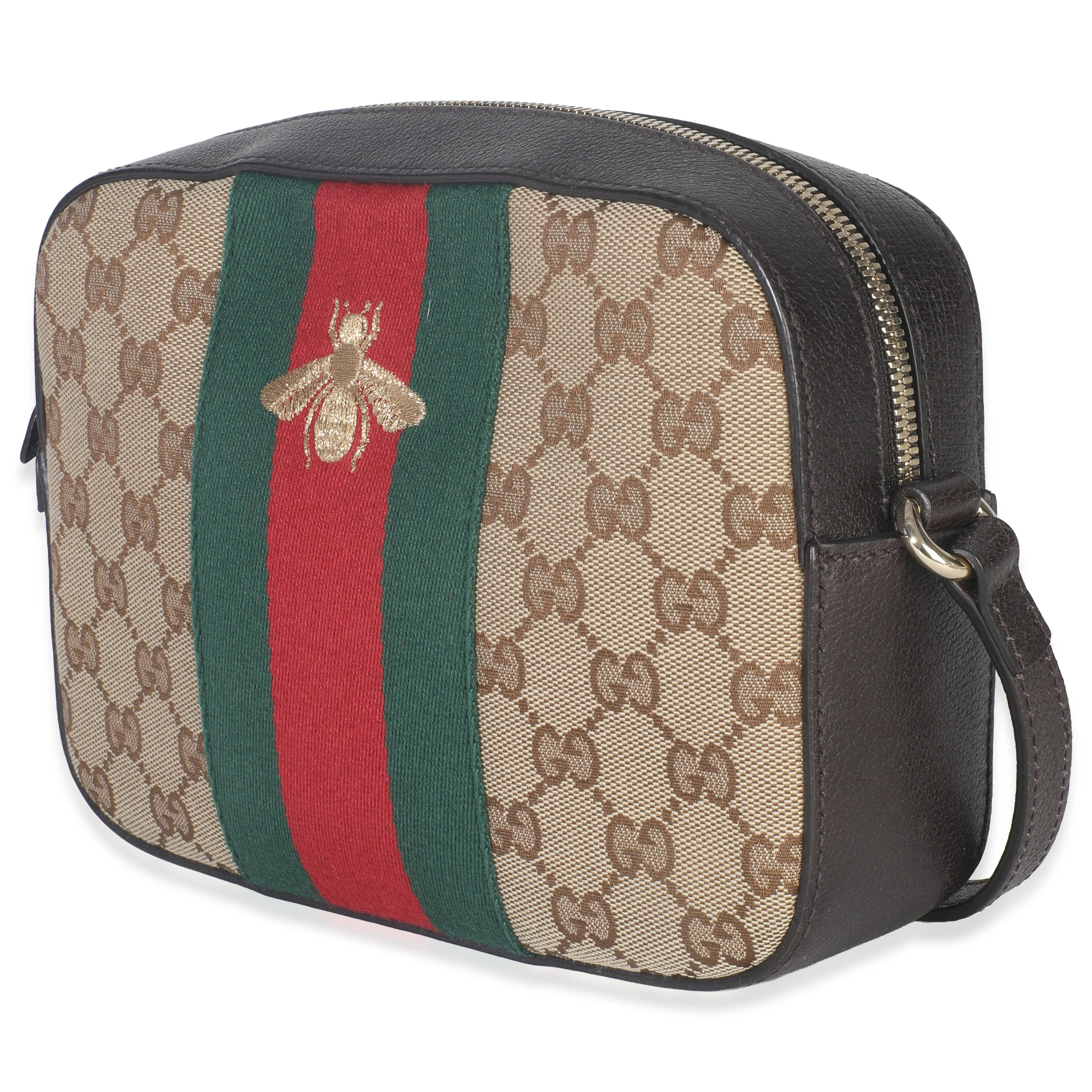 GG Supreme Canvas Web Small Webby Bee Shoulder Bag - Image 2