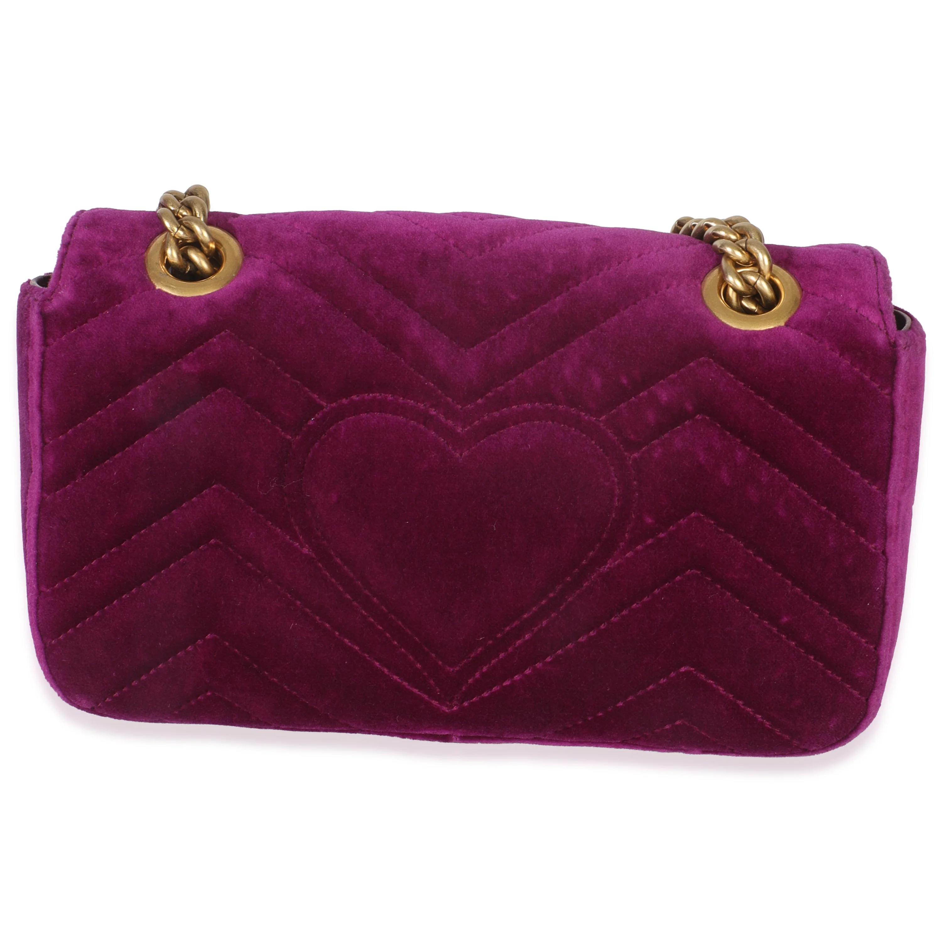 Purple Matelasse Velvet Embroidered Mini GG Marmont Bag - Image 4