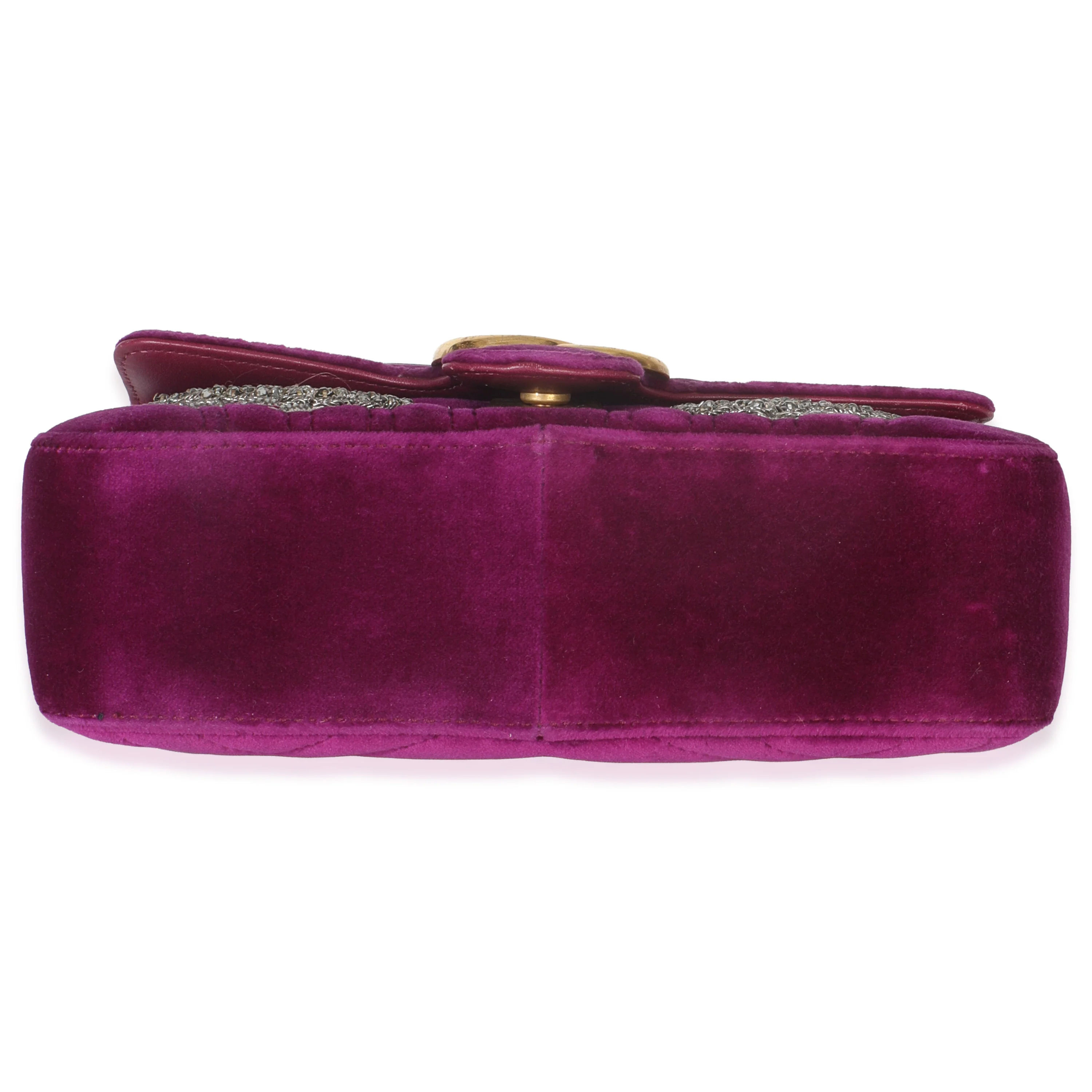 Purple Matelasse Velvet Embroidered Mini GG Marmont Bag - Image 5