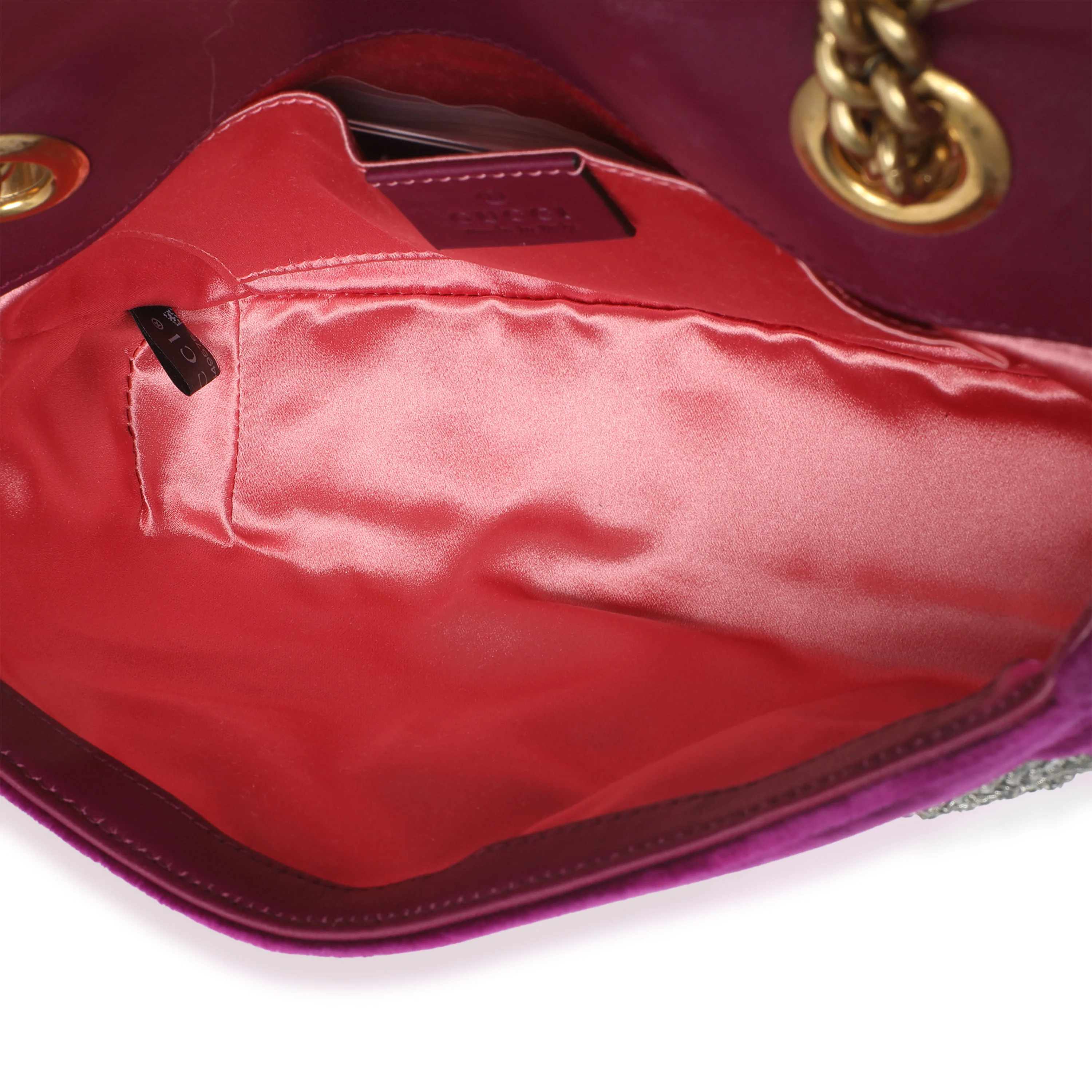 Purple Matelasse Velvet Embroidered Mini GG Marmont Bag - Image 9