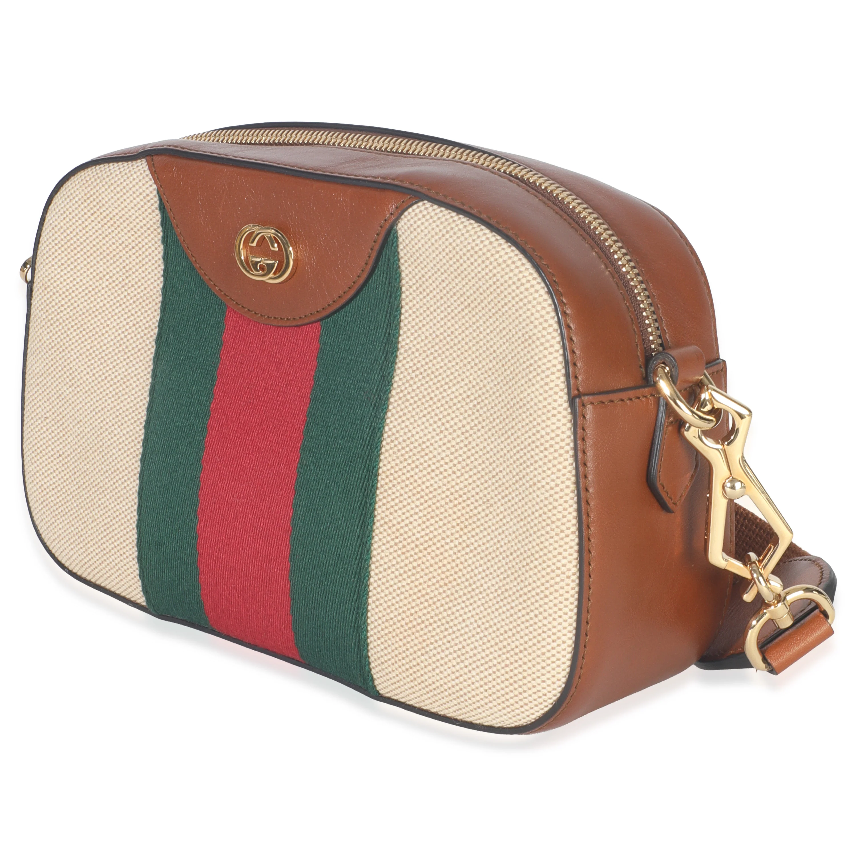 Beige Canvas Vintage GG Web Crossbody Bag - Image 2