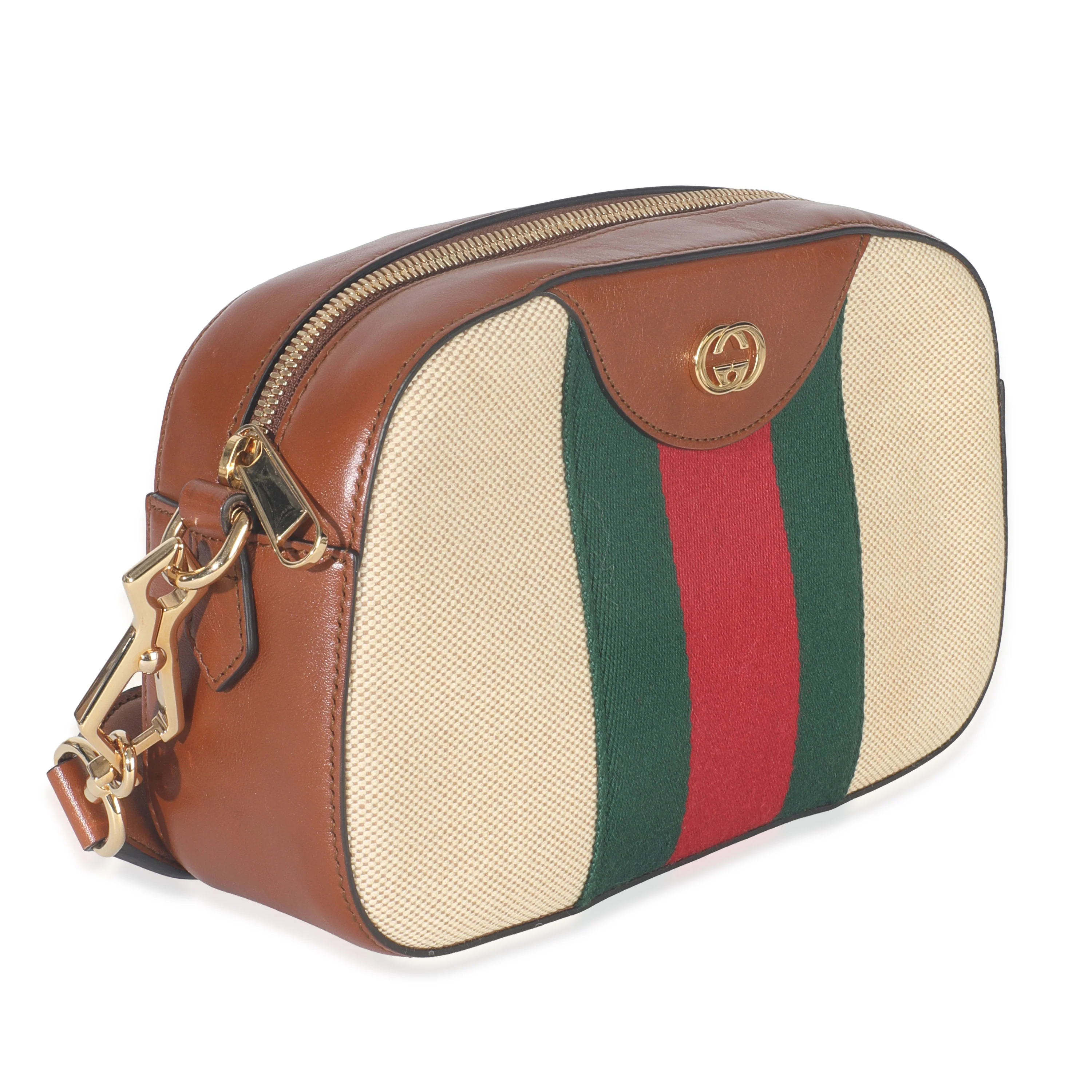 Beige Canvas Vintage GG Web Crossbody Bag - Image 3