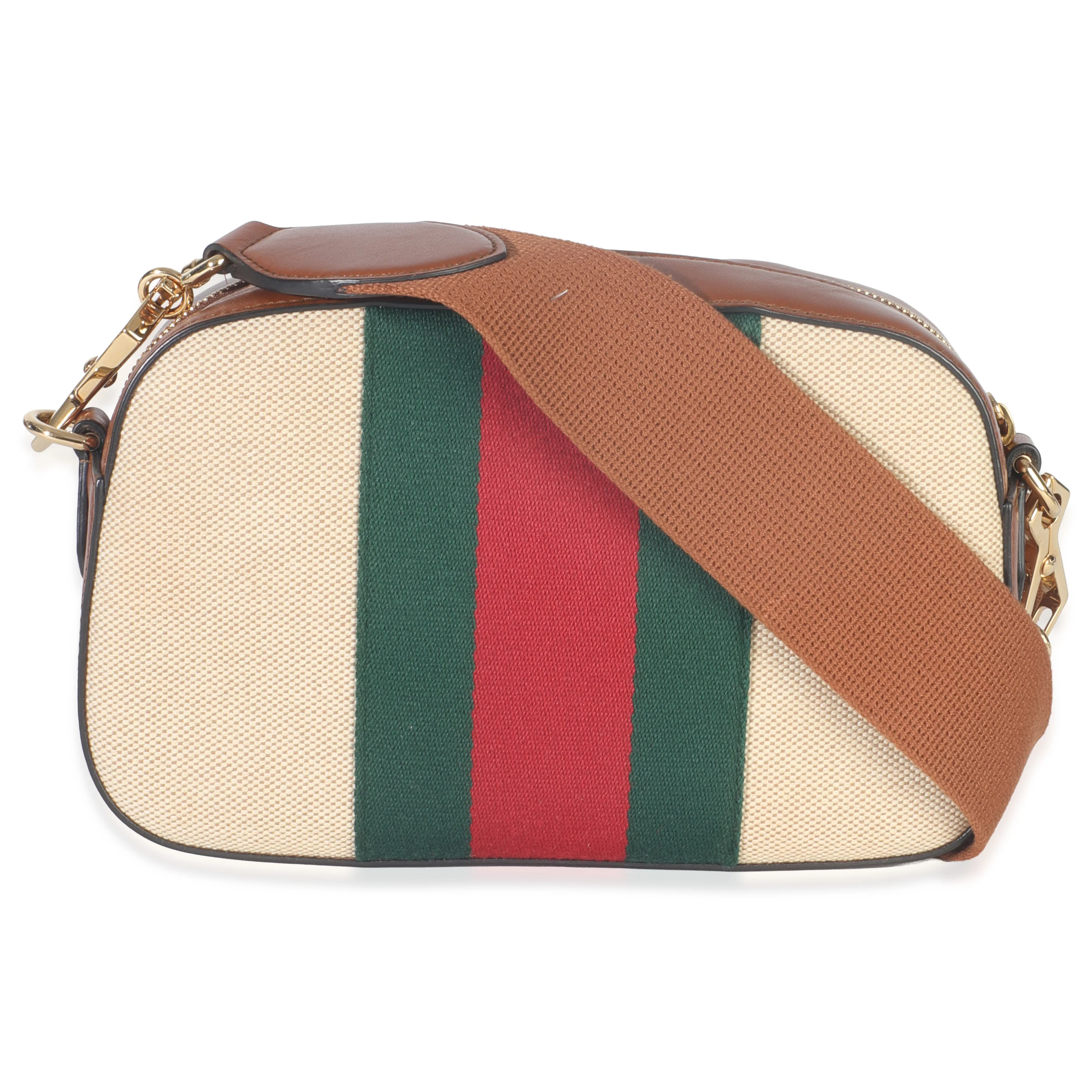 Beige Canvas Vintage GG Web Crossbody Bag - Image 4
