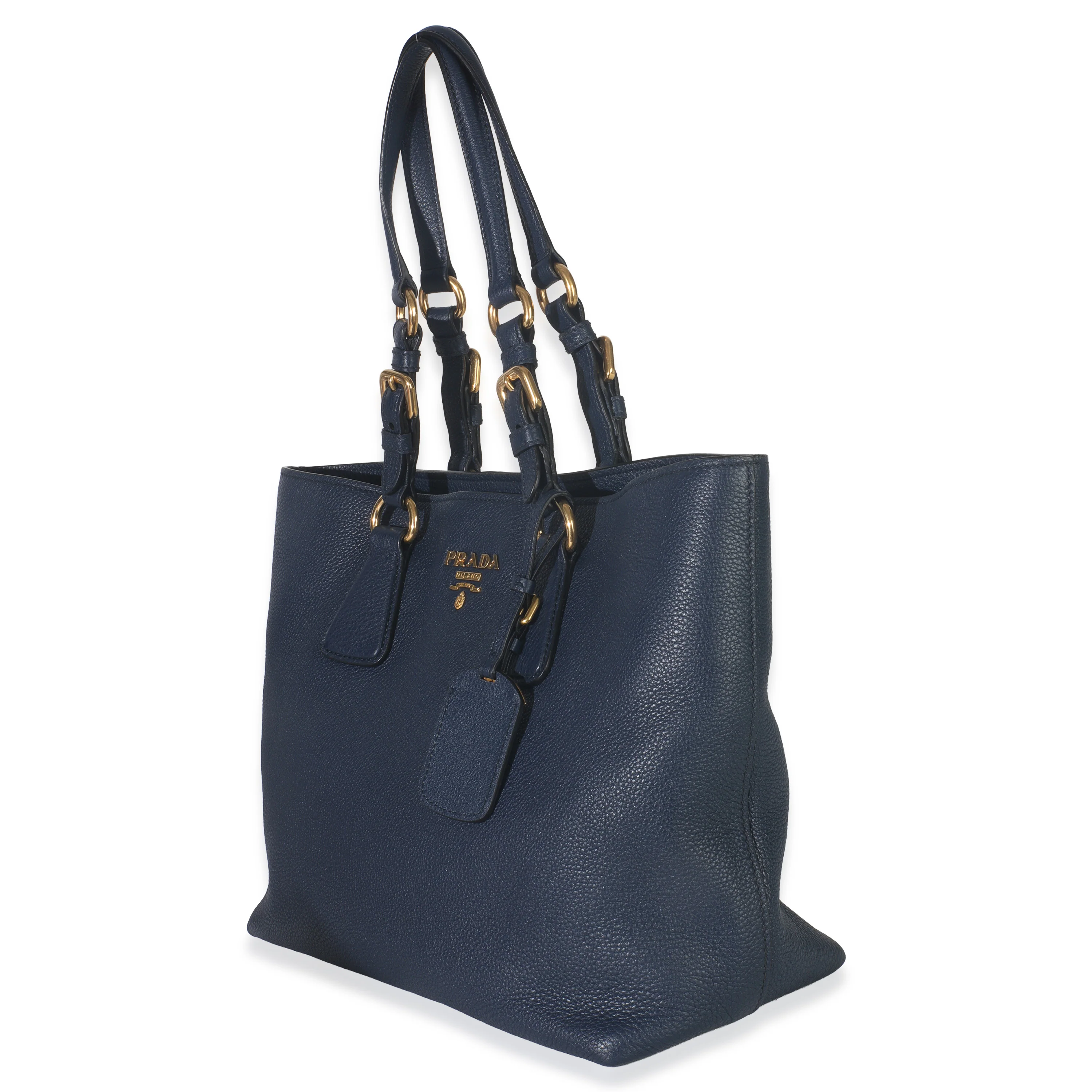 Navy Blue Vitello Daino Phenix Shopper Tote - Image 2