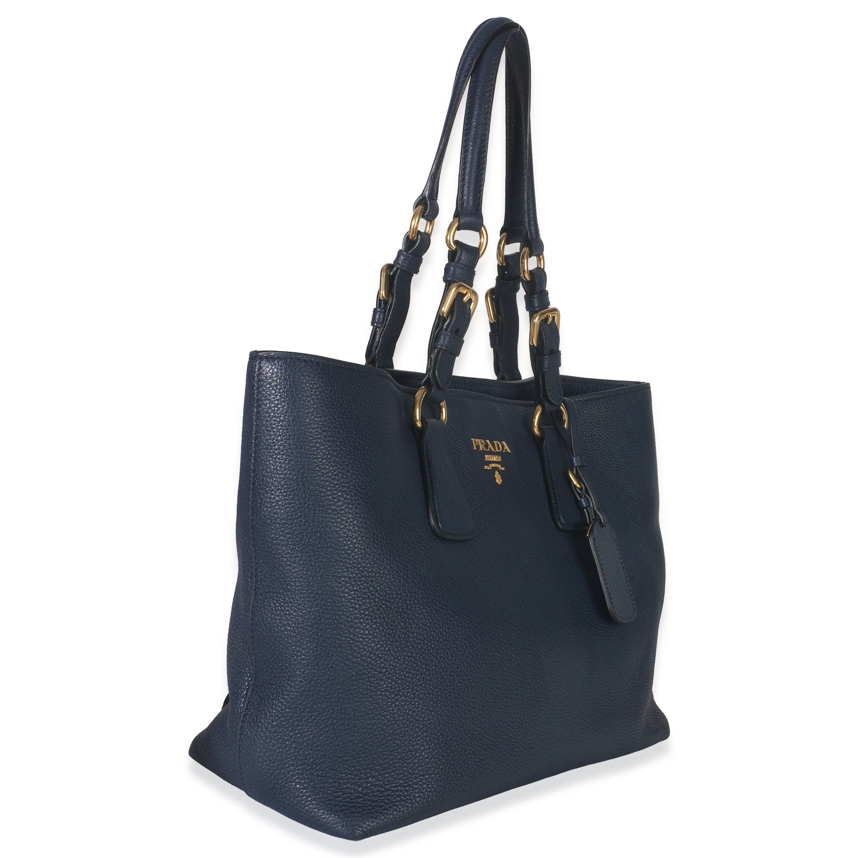 Navy Blue Vitello Daino Phenix Shopper Tote - Image 3
