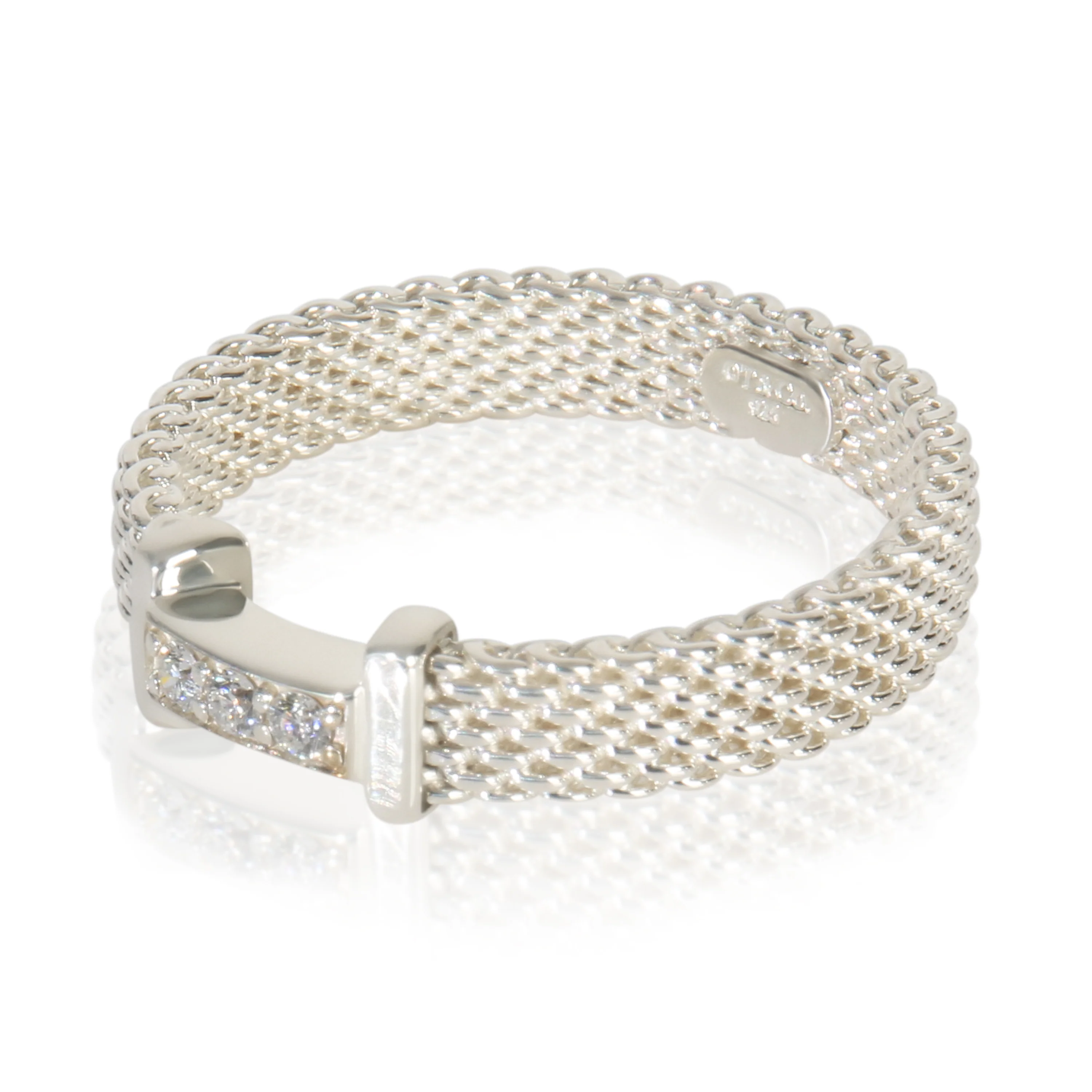 Sterling Silver Diamond Somerset Mesh Ring - Image 2