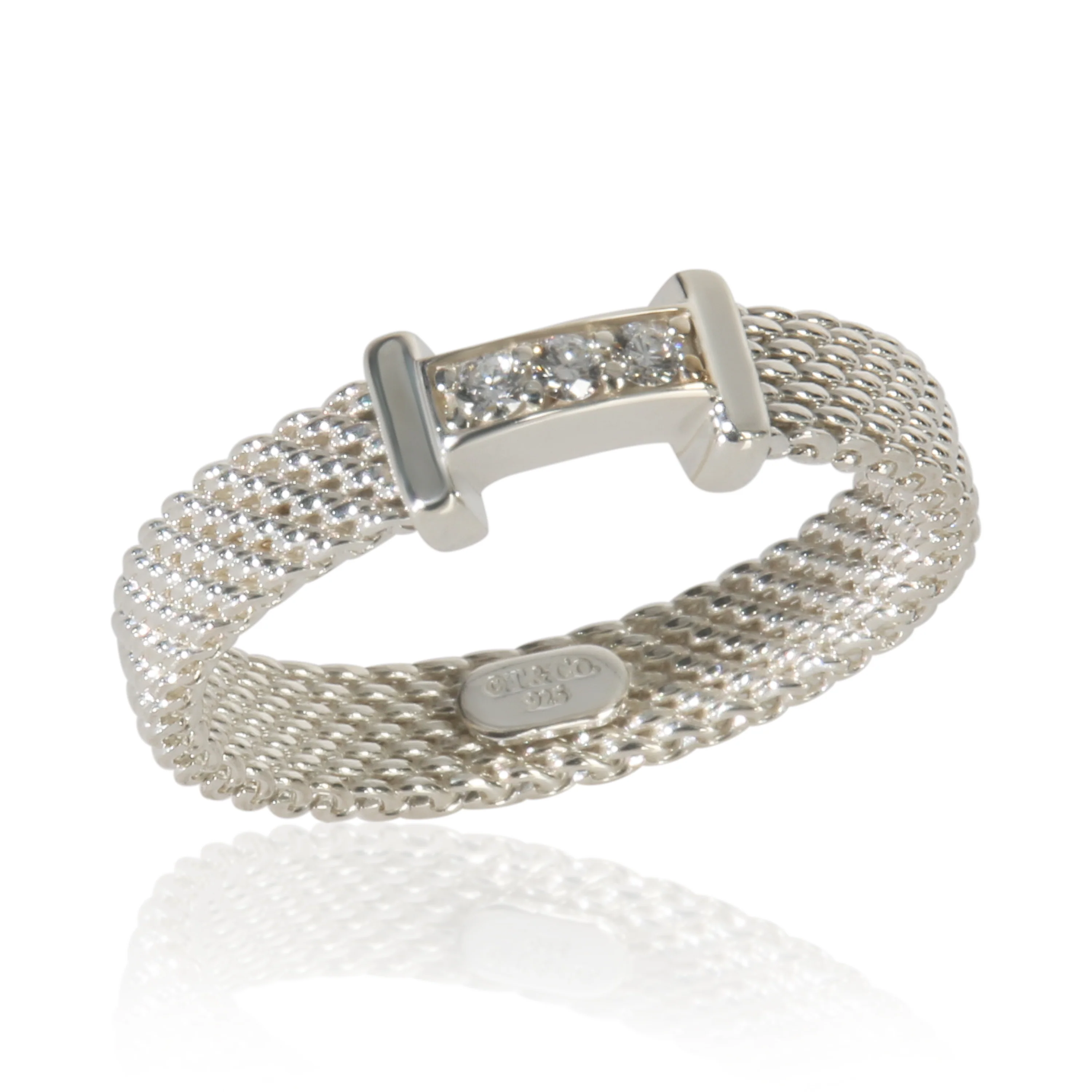 Sterling Silver Diamond Somerset Mesh Ring - Image 4