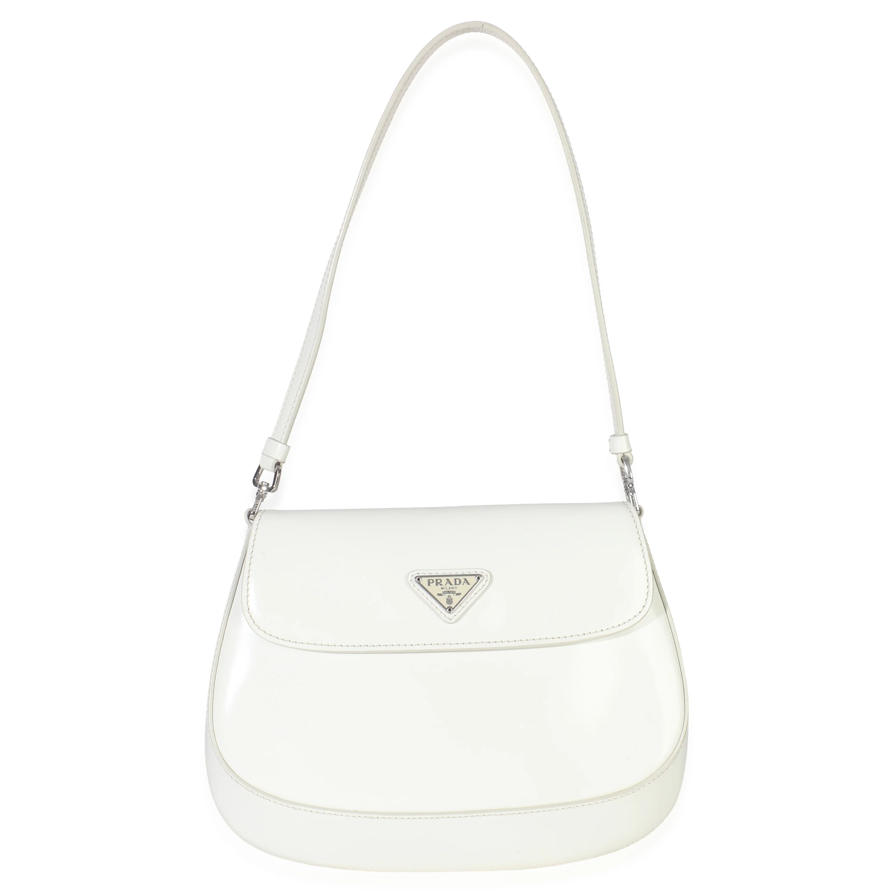 White Brushed Leather Small Cleo