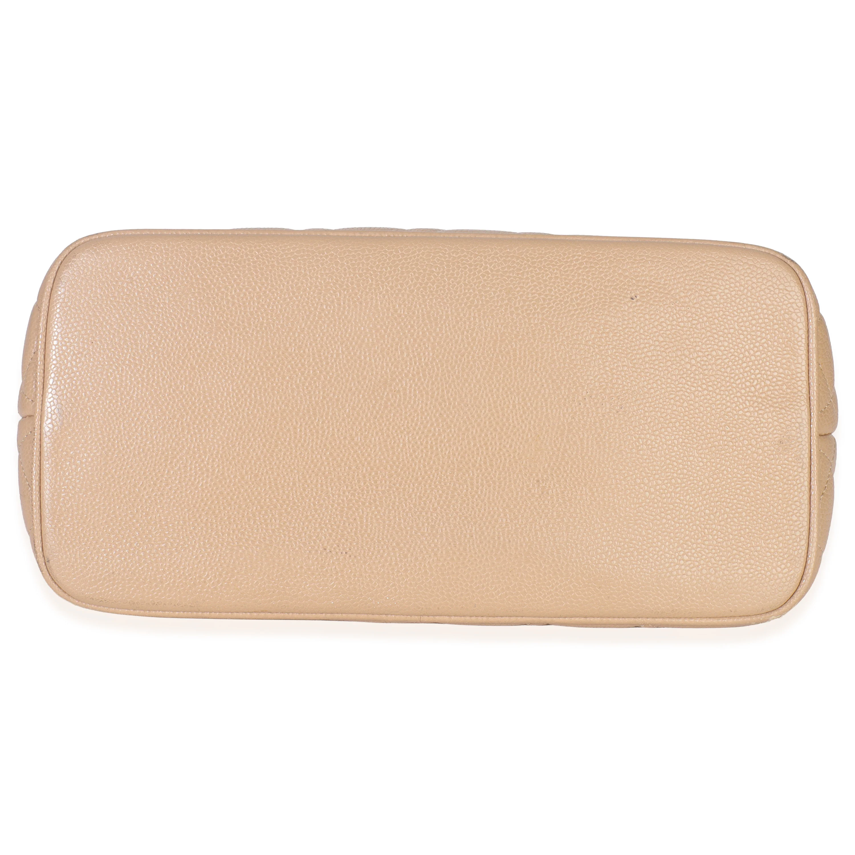 Beige Quilted Caviar Medallion Tote - Image 4